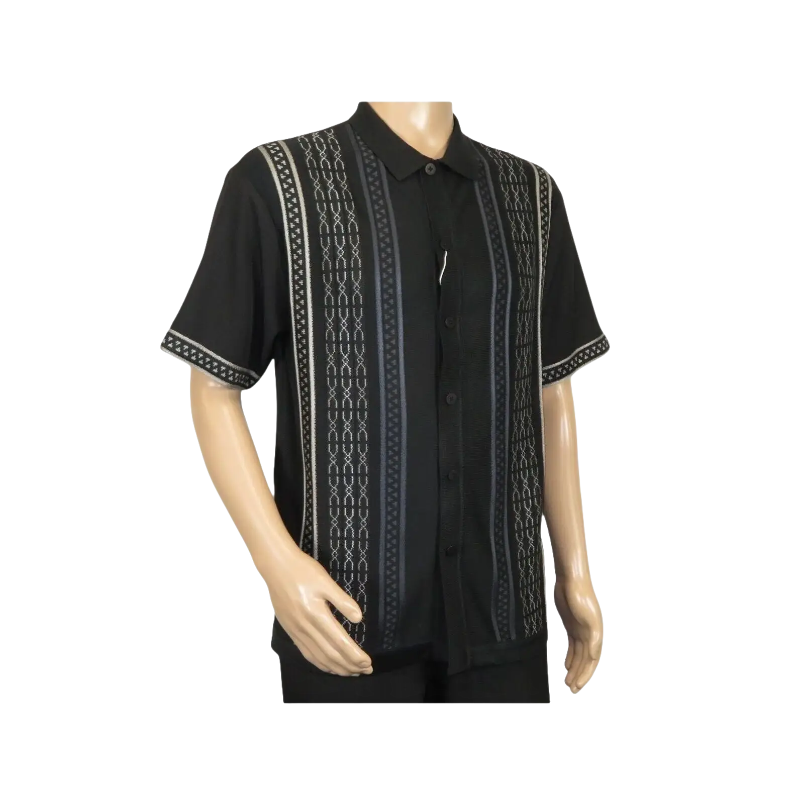 Men Silversilk 2pc walking leisure Matching Suit Italian woven knits 51017 Black - J.Valintin Men's Wear Legend - 100111