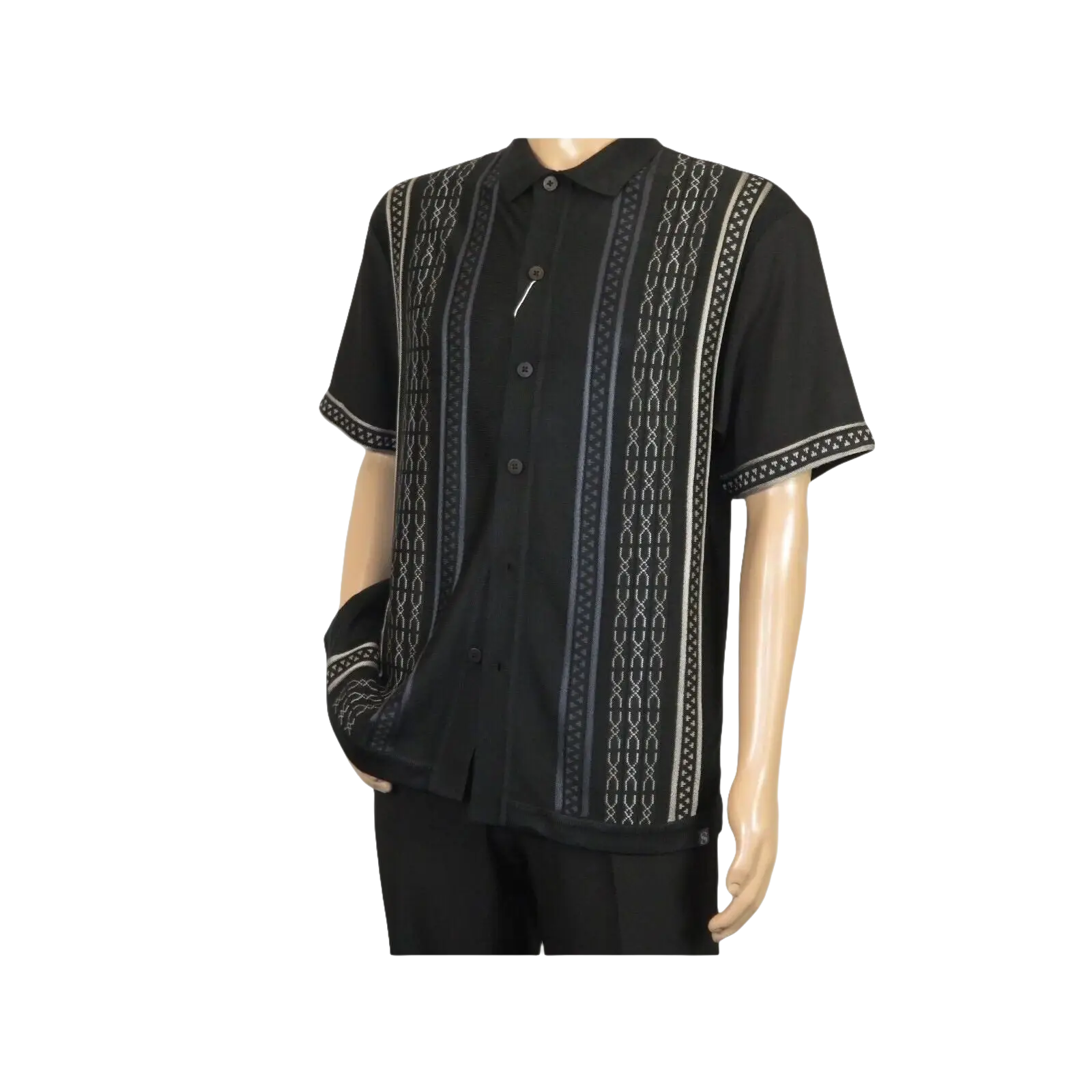 Men Silversilk 2pc walking leisure Matching Suit Italian woven knits 51017 Black - J.Valintin Men's Wear Legend - 100111