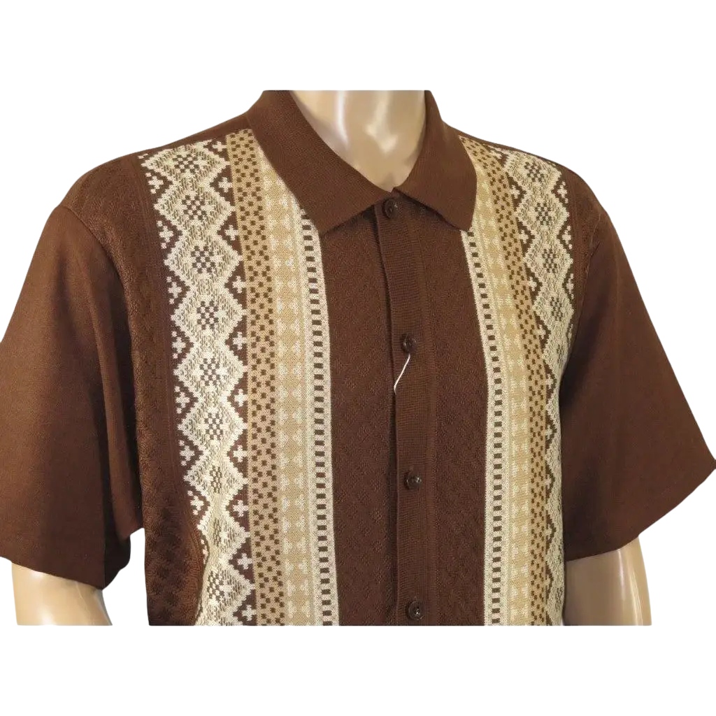 Men Silversilk 2pc Walking Leisure Matching Suit Italian Woven Knits 71003 Brown - J.Valintin Men's Wear Legend - 71003 - Brown - M
