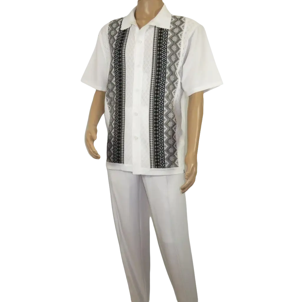 Men Silversilk 2pc Walking Leisure Matching Suit Italian Woven Knits 71003 White - J.Valintin Men's Wear Legend - 71003 - White - M