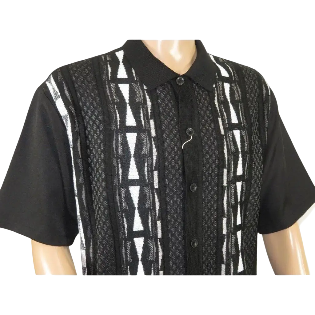 Men Silversilk 2pc Walking Leisure Matching Suit Italian Woven Knits 71032 Black - J.Valintin Men's Wear Legend - 71032 - Black - M