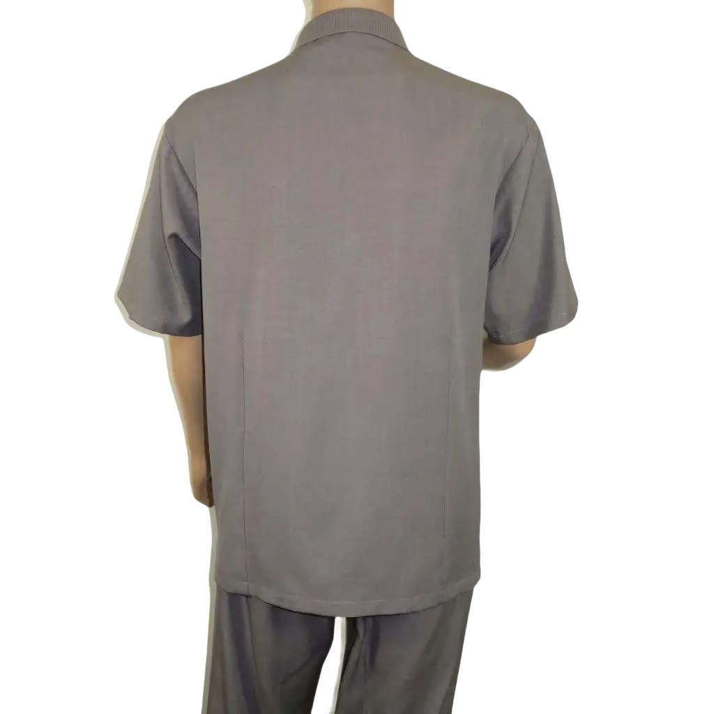 Men Silversilk 2pc Walking Leisure Matching Suit Italian Woven Knits 71032 Gray - J.Valintin Men's Wear Legend - 71032 - Gray - M