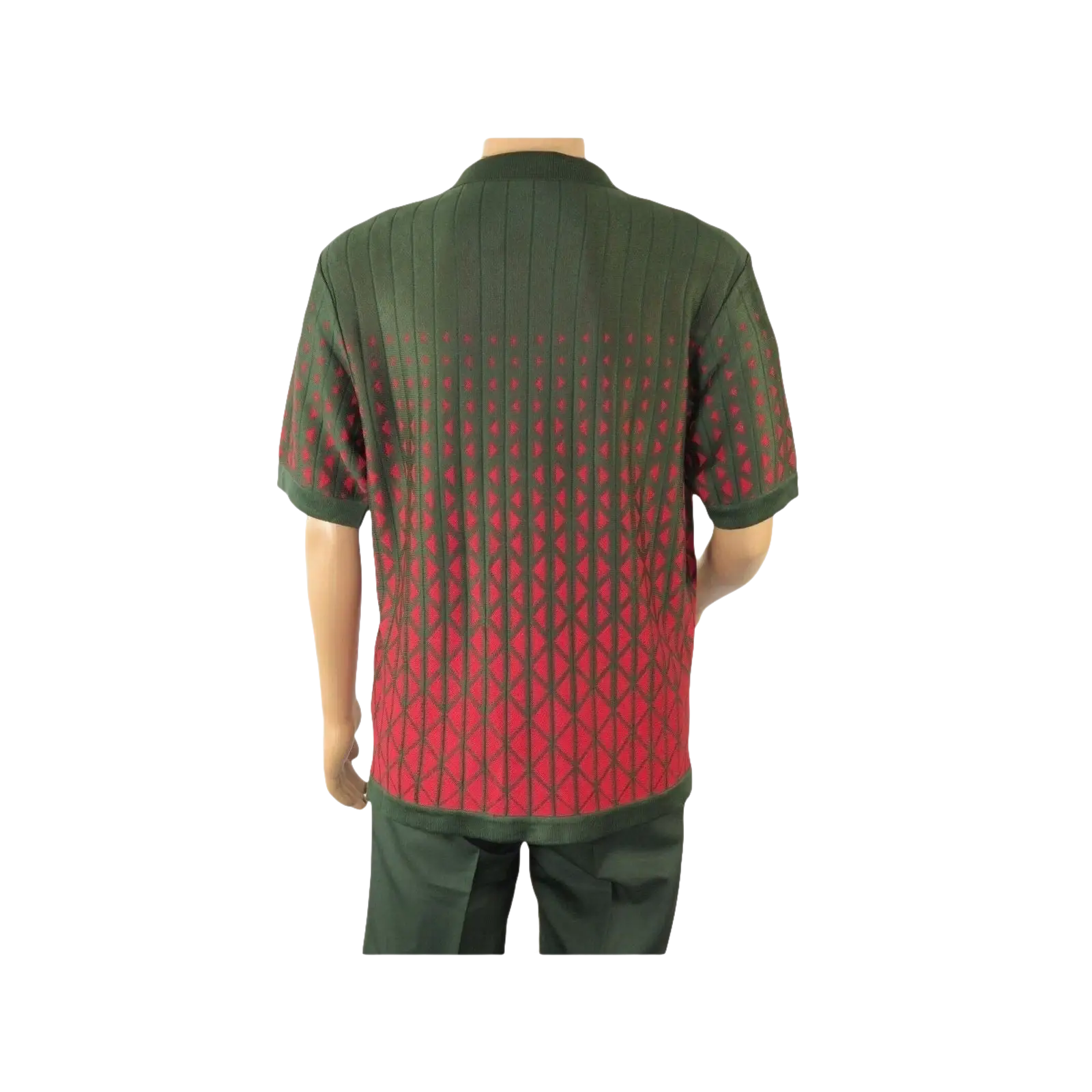 Men Silversilk 2pc walking leisure suit Italian woven knits 3115 Green Red - J.Valintin Men's Wear Legend - 95681
