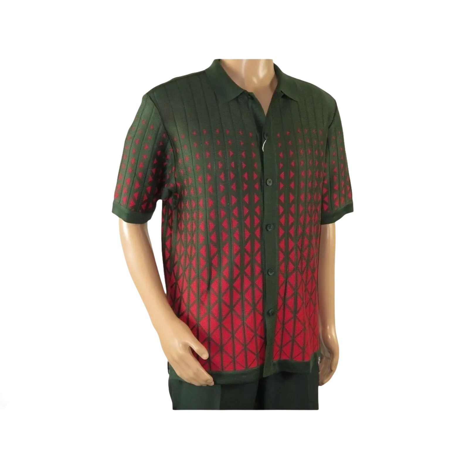 Men Silversilk 2pc walking leisure suit Italian woven knits 3115 Green Red - J.Valintin Men's Wear Legend - 95681