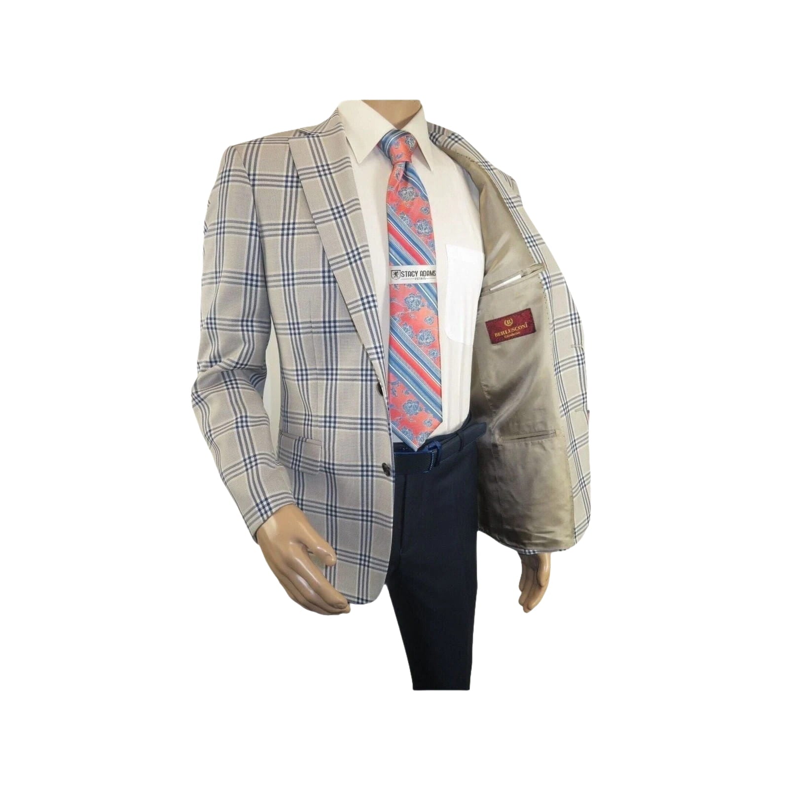 Men Sport Coat by Berlusconi Turkey Italian Wool Super 180's #671 - 13 Gray Blue - J.Valintin Men's Wear Legend - 98945