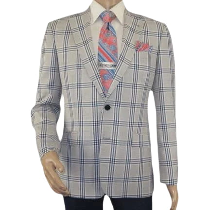 Men Sport Coat by Berlusconi Turkey Italian Wool Super 180's #671 - 13 Gray Blue - J.Valintin Men's Wear Legend - 98945
