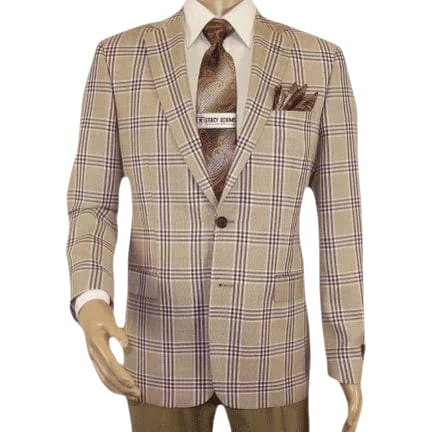 Men Sport Coat by Berlusconi Turkey Italian Wool Super 180's #671 - 15 Tan Burg - J.Valintin Men's Wear Legend - 98952