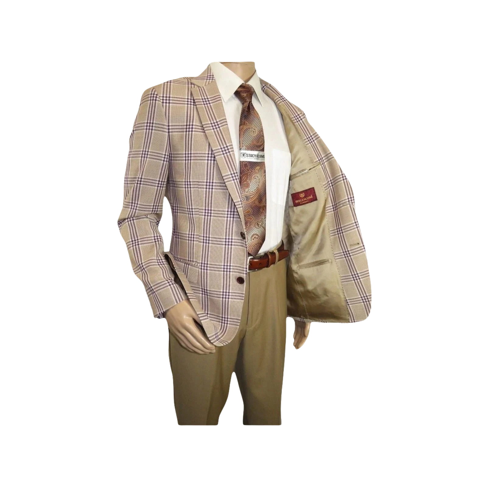 Men Sport Coat by Berlusconi Turkey Italian Wool Super 180's #671 - 15 Tan Burg - J.Valintin Men's Wear Legend - 98952