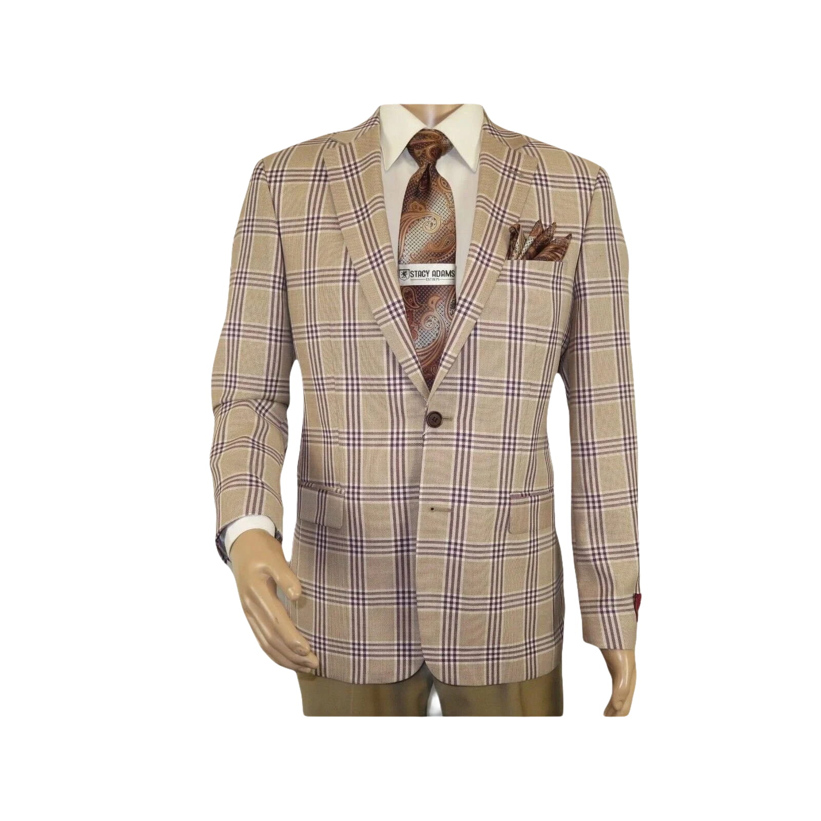 Men Sport Coat by Berlusconi Turkey Italian Wool Super 180's #671 - 15 Tan Burg - J.Valintin Men's Wear Legend - 98952