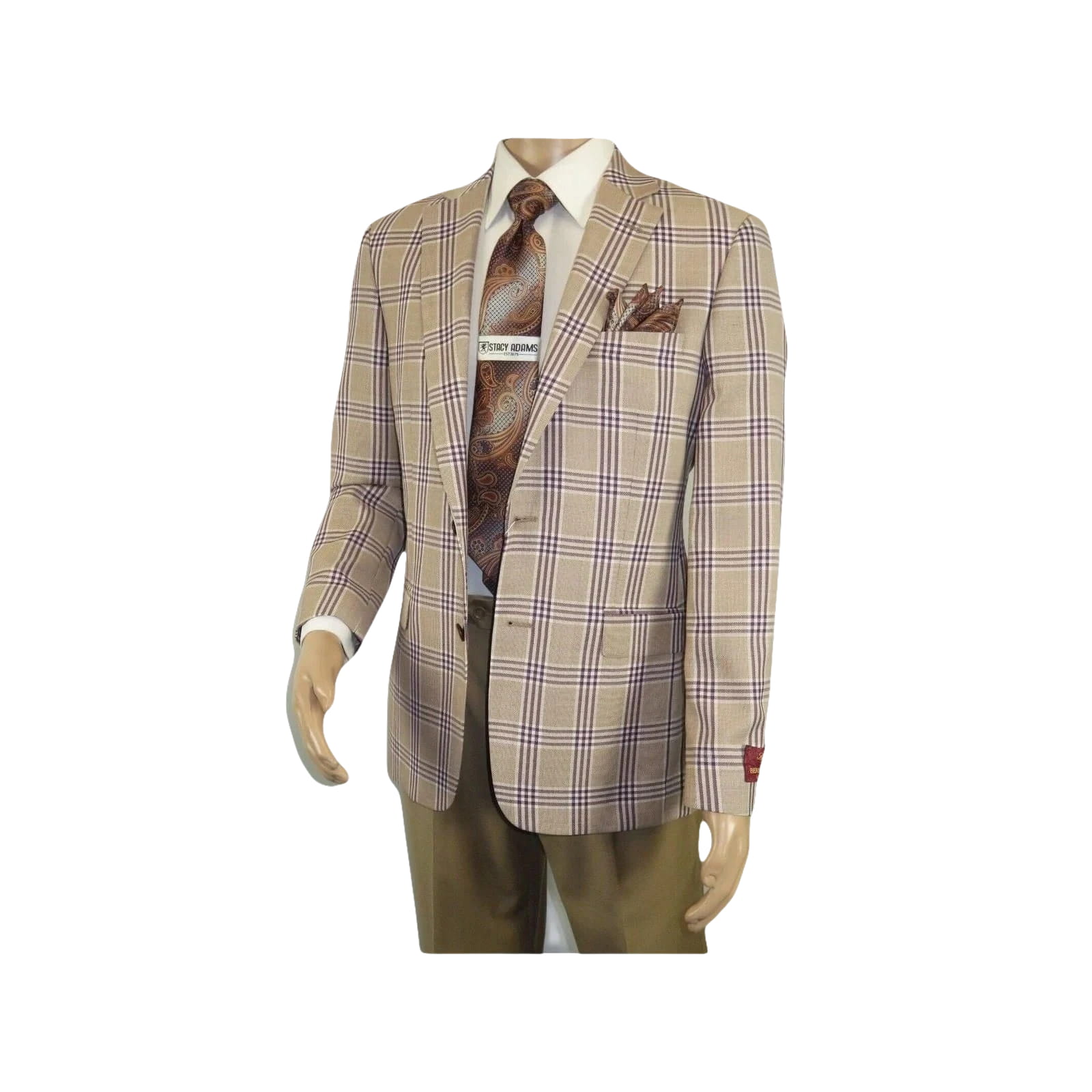 Men Sport Coat by Berlusconi Turkey Italian Wool Super 180's #671 - 15 Tan Burg - J.Valintin Men's Wear Legend - 98952