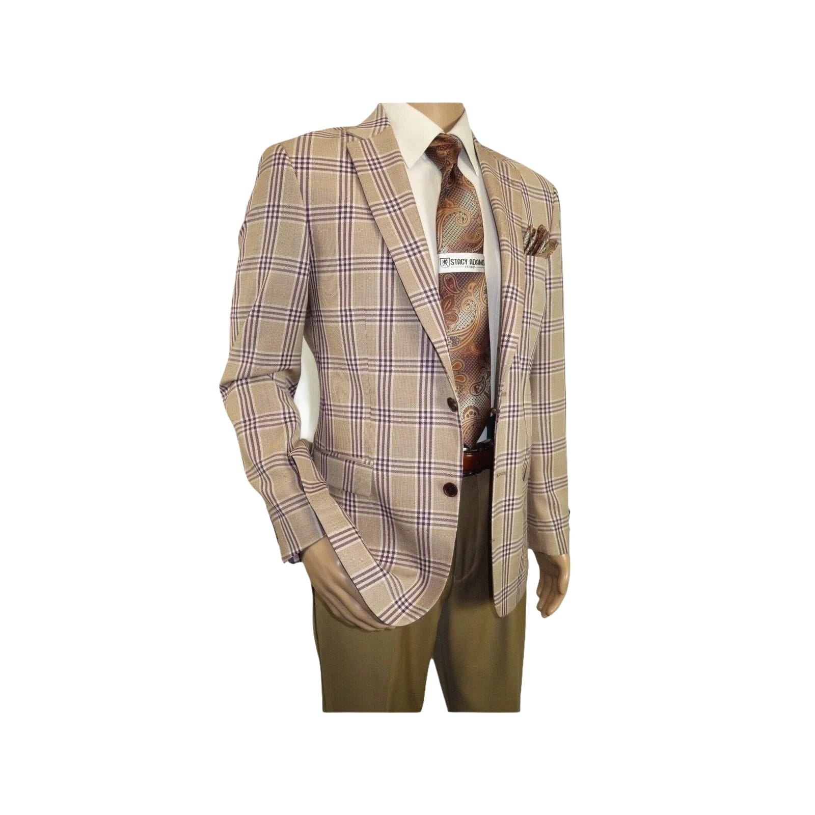 Men Sport Coat by Berlusconi Turkey Italian Wool Super 180's #671 - 15 Tan Burg - J.Valintin Men's Wear Legend - 98952
