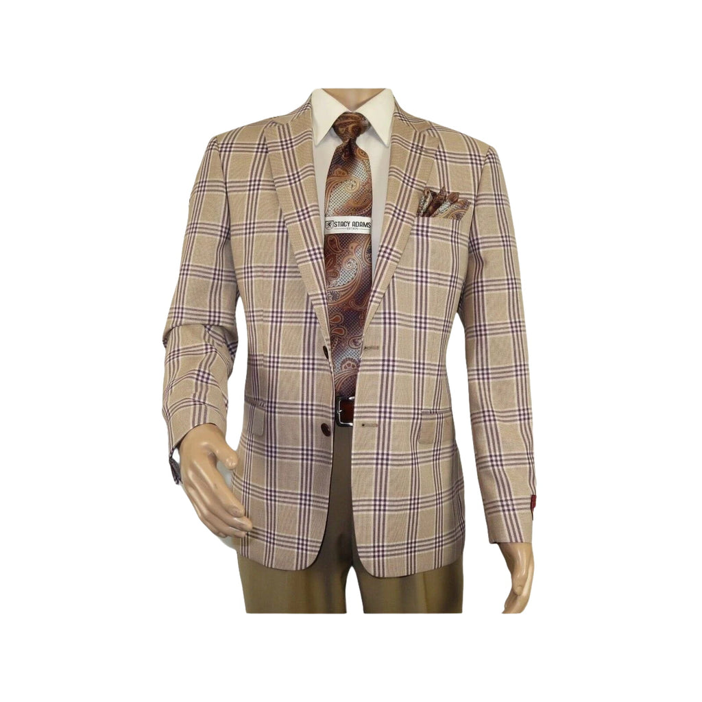 Men Sport Coat by Berlusconi Turkey Italian Wool Super 180's #671 - 15 Tan Burg - J.Valintin Men's Wear Legend - 98952