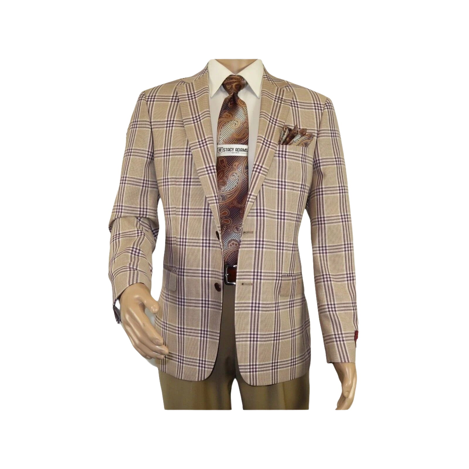Men Sport Coat by Berlusconi Turkey Italian Wool Super 180's #671 - 15 Tan Burg - J.Valintin Men's Wear Legend - 98952