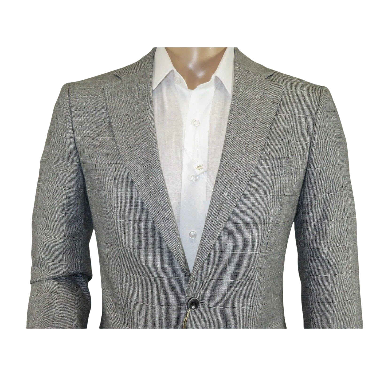 Men Sport Coat by Berlusconi Turkey Soft European Plaid #AT77 02 Gray Linen - J.Valintin Men's Wear Legend - 98939