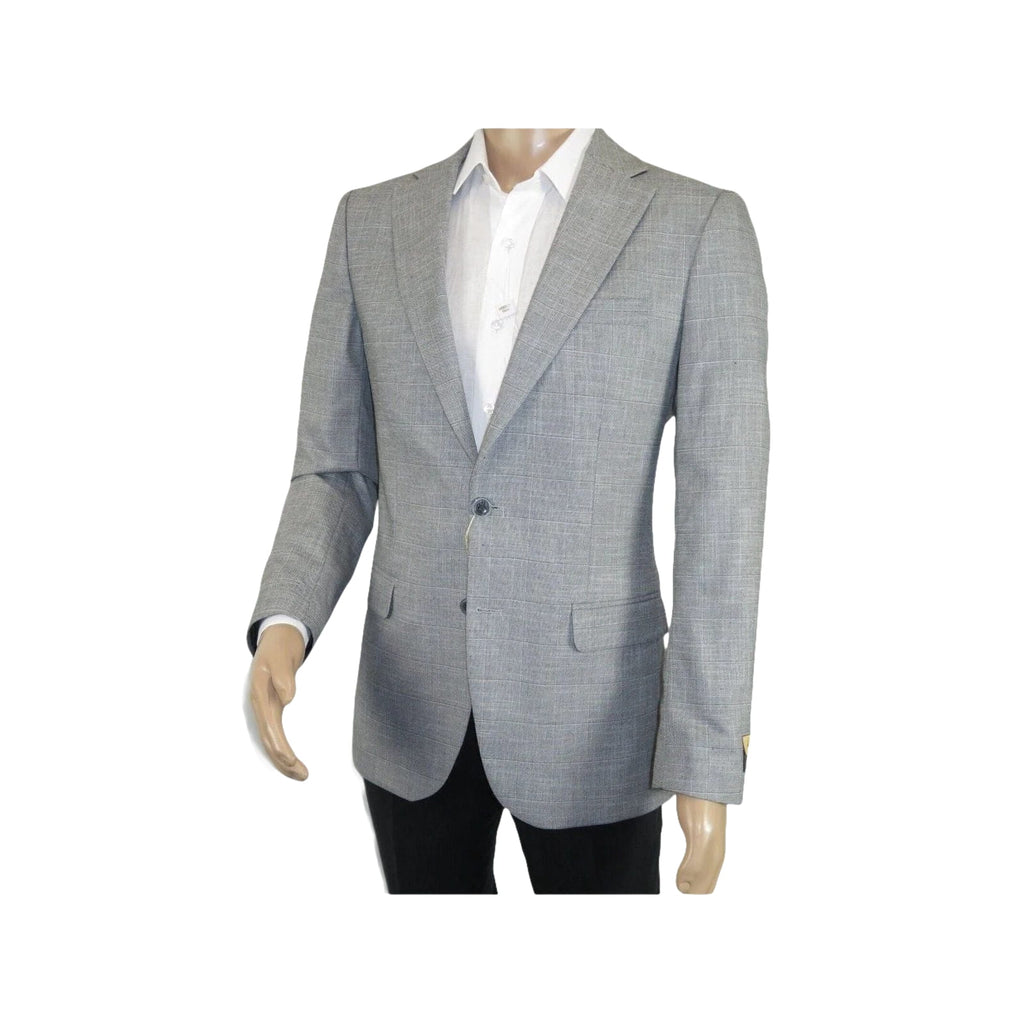 Men Sport Coat by Berlusconi Turkey Soft European Plaid #AT77 02 Gray Linen - J.Valintin Men's Wear Legend - 98939