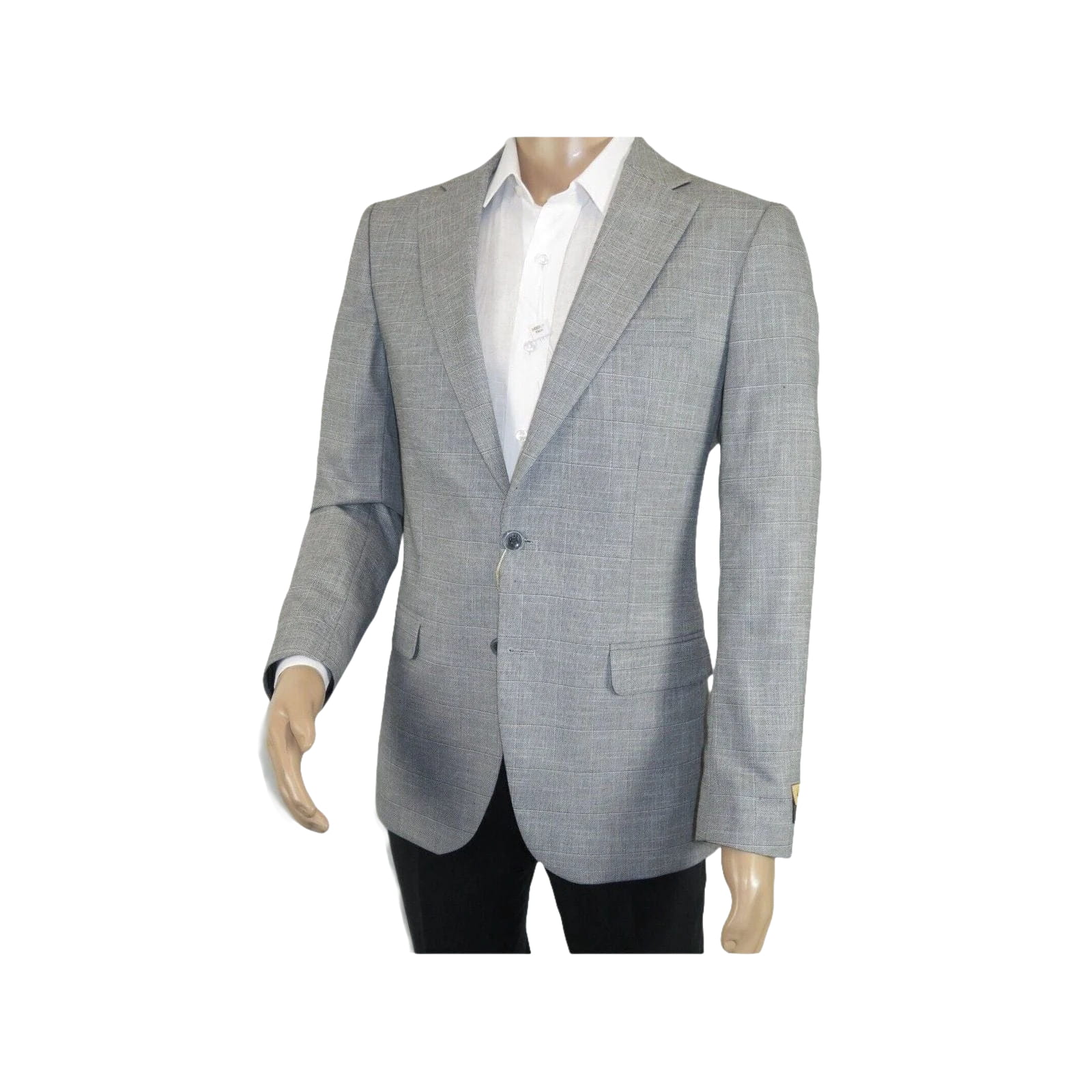 Men Sport Coat by Berlusconi Turkey Soft European Plaid #AT77 02 Gray Linen - J.Valintin Men's Wear Legend - 98939