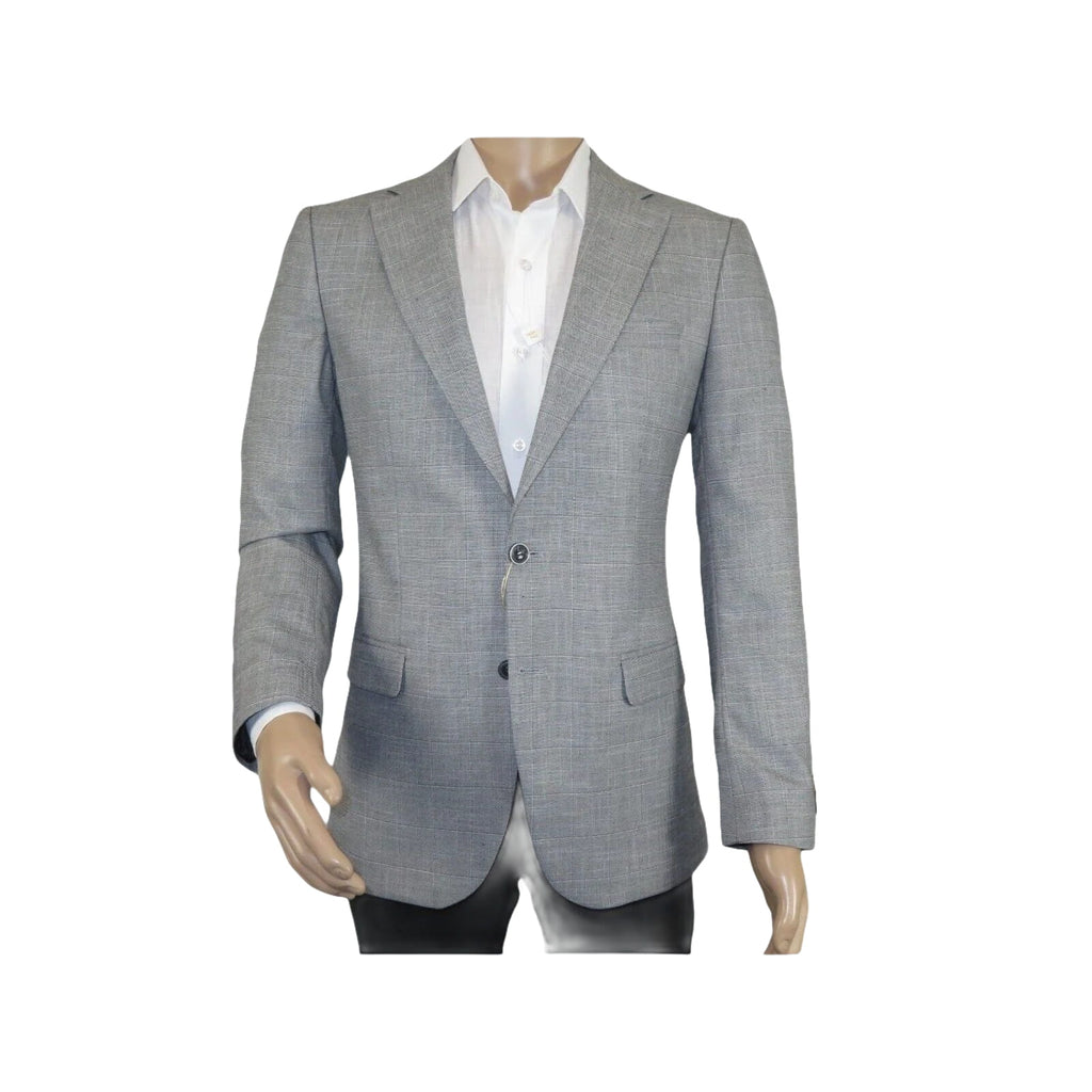 Men Sport Coat by Berlusconi Turkey Soft European Plaid #AT77 02 Gray Linen - J.Valintin Men's Wear Legend - 98939