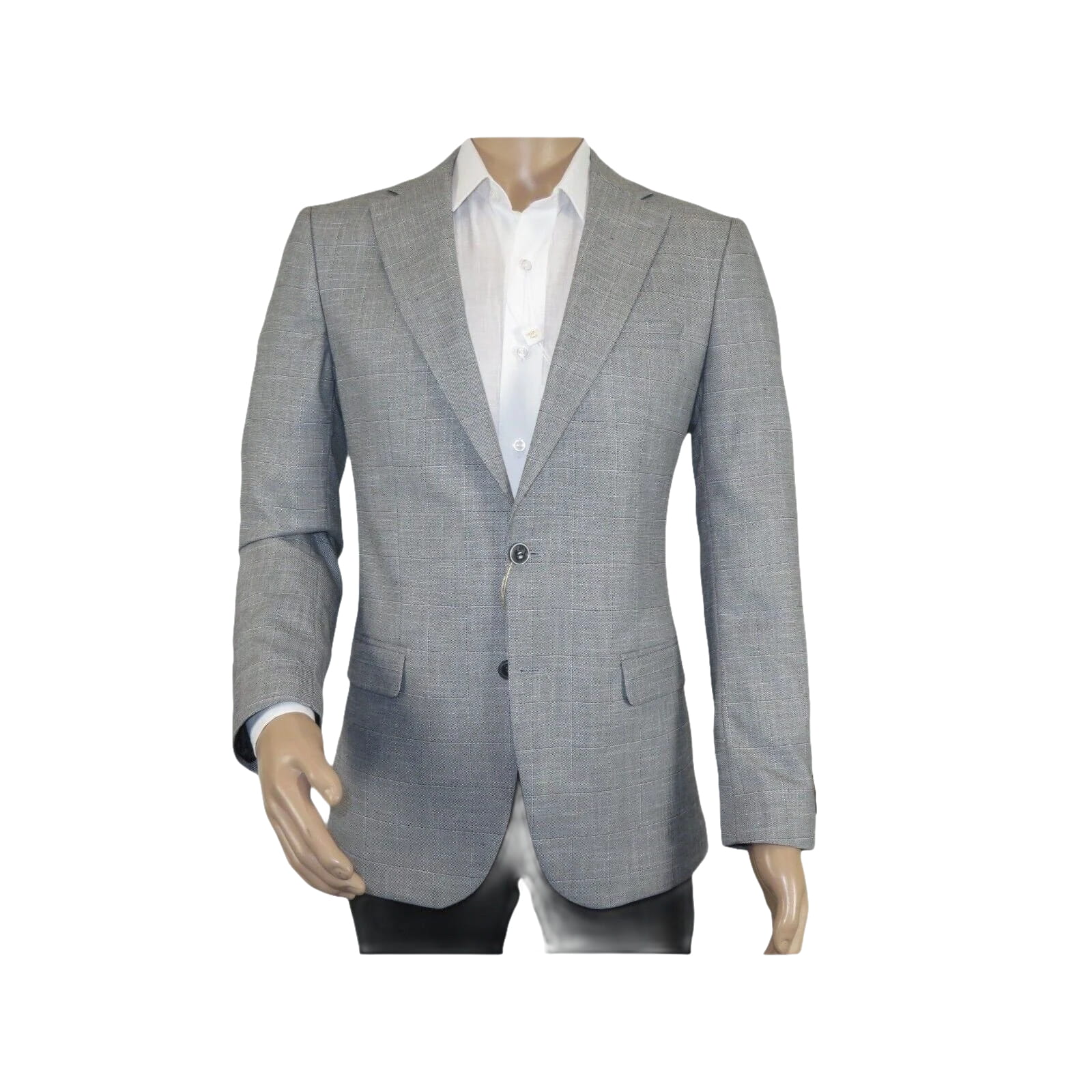 Men Sport Coat by Berlusconi Turkey Soft European Plaid #AT77 02 Gray Linen - J.Valintin Men's Wear Legend - 98939