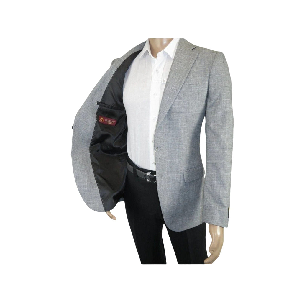 Men Sport Coat by Berlusconi Turkey Soft European Plaid #AT77 02 Gray Linen - J.Valintin Men's Wear Legend - 98939