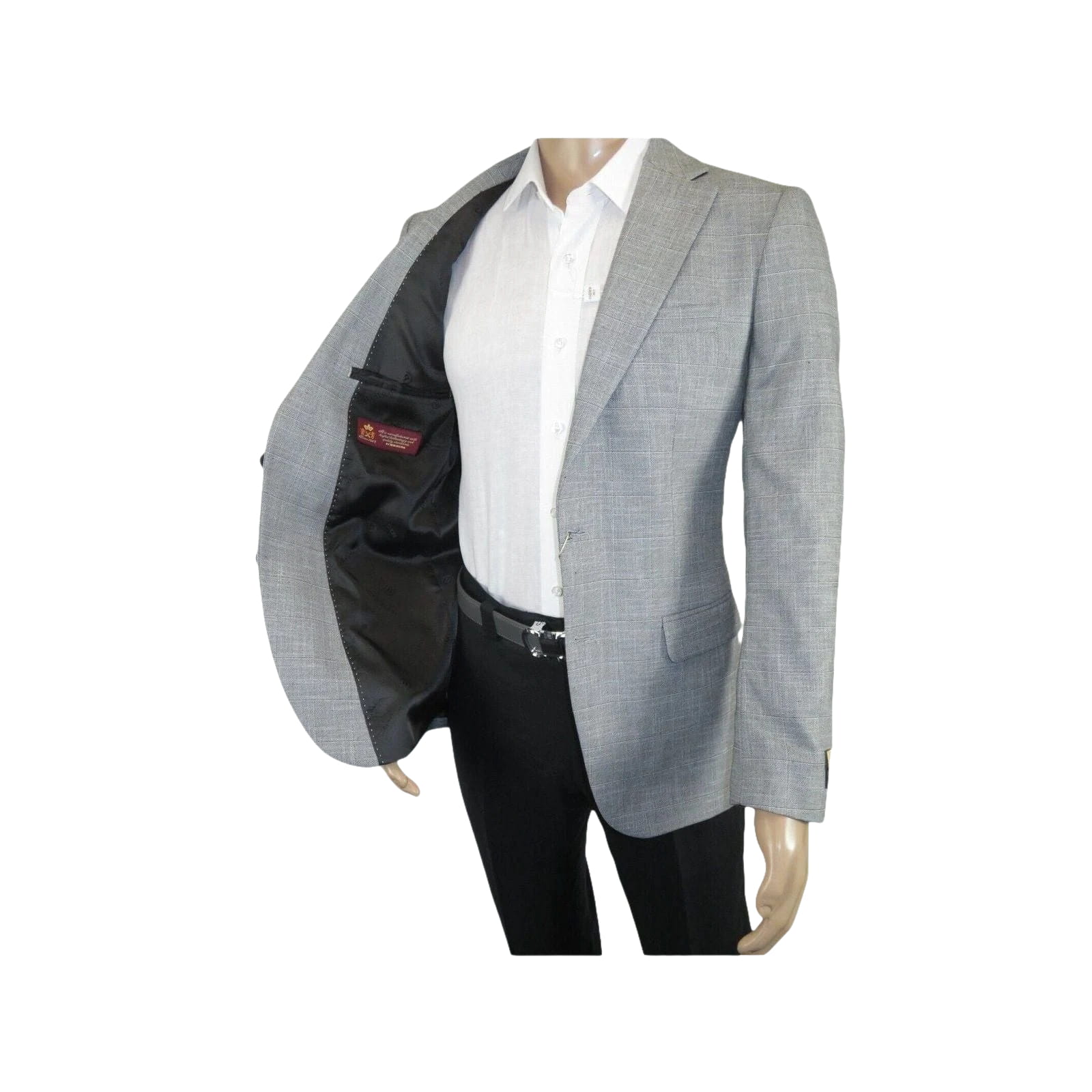 Men Sport Coat by Berlusconi Turkey Soft European Plaid #AT77 02 Gray Linen - J.Valintin Men's Wear Legend - 98939