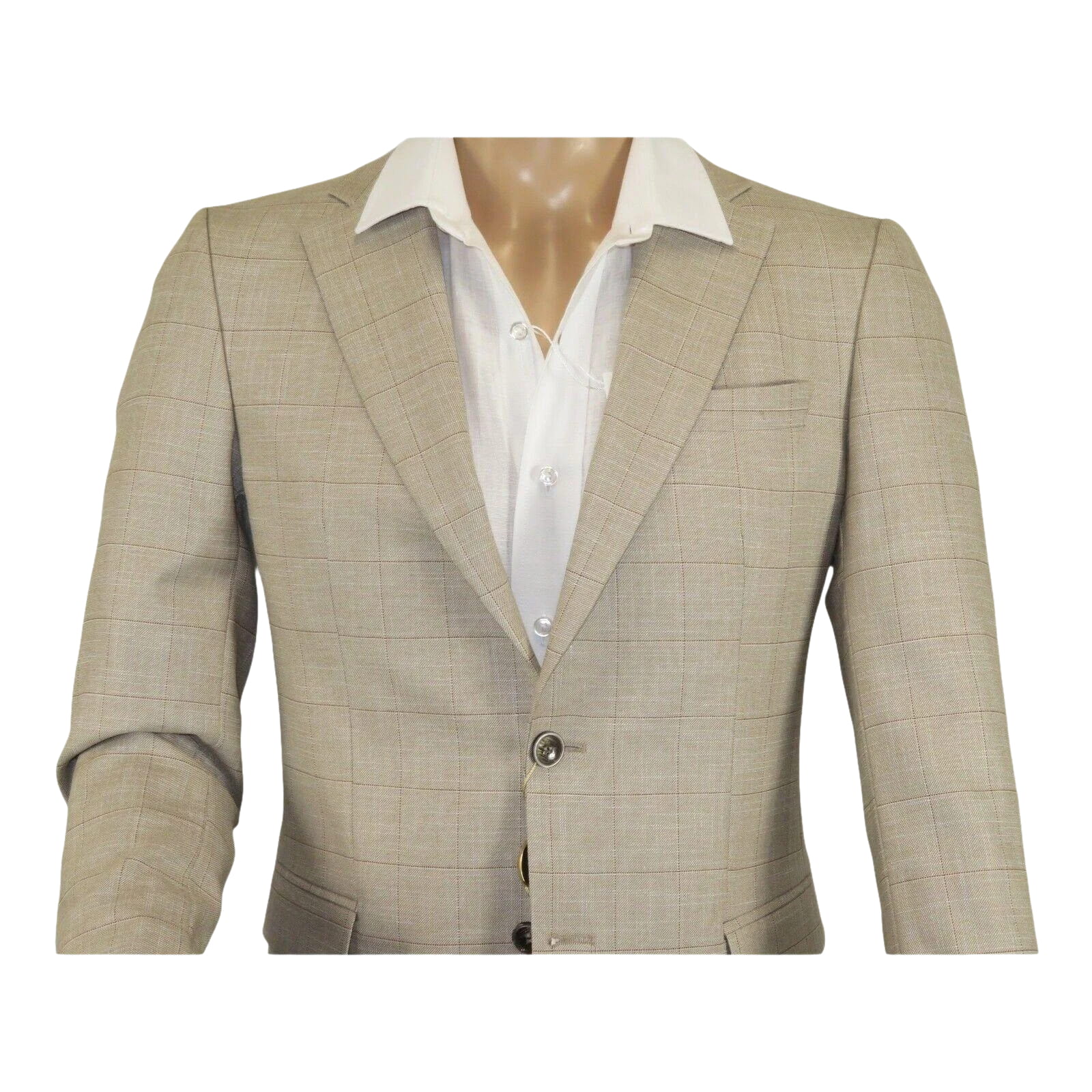 Men Sport Coat by Berlusconi Turkey Soft European Plaid #AT77 04 Tan Brown Linen - J.Valintin Men's Wear Legend - 98927