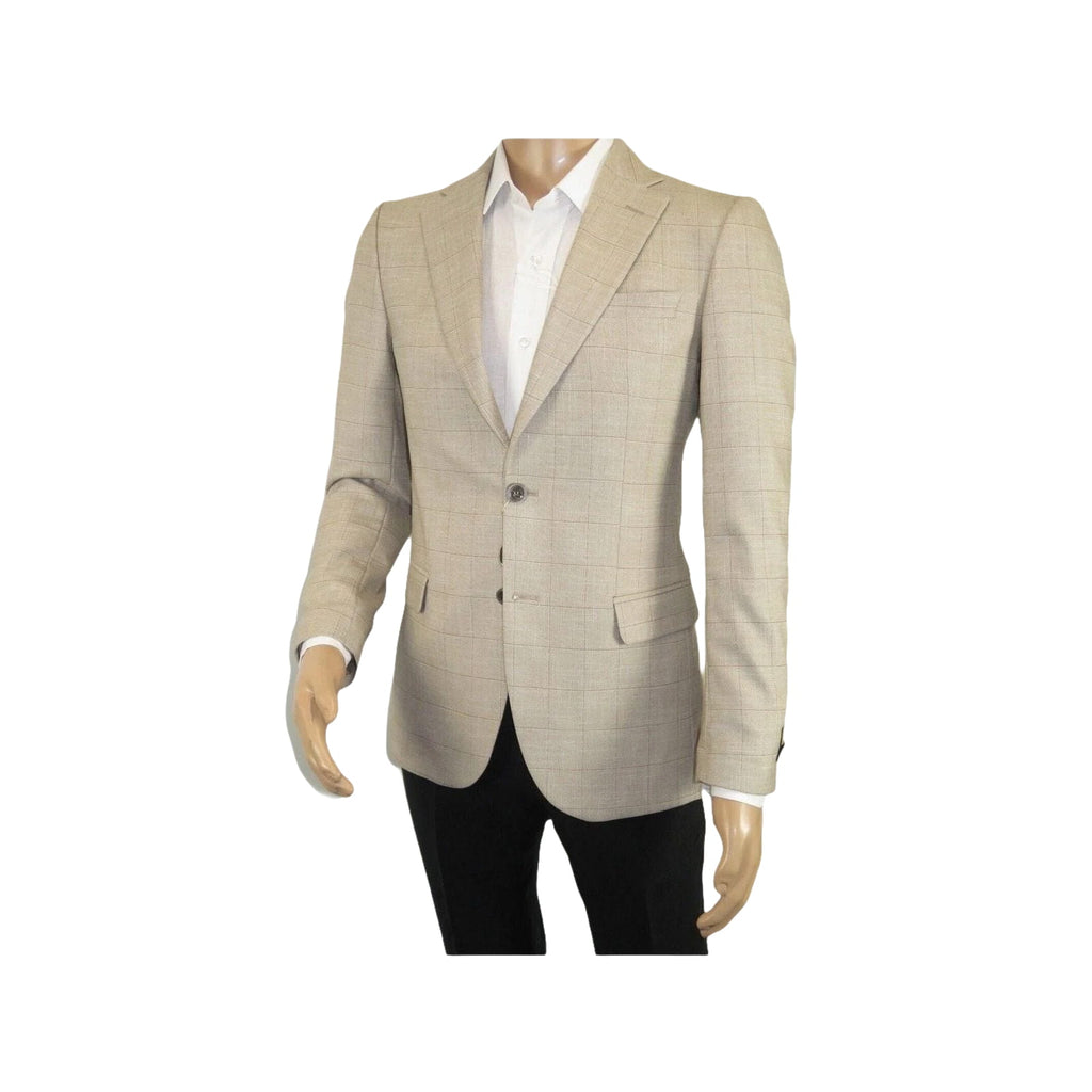 Men Sport Coat by Berlusconi Turkey Soft European Plaid #AT77 04 Tan Brown Linen - J.Valintin Men's Wear Legend - 98927