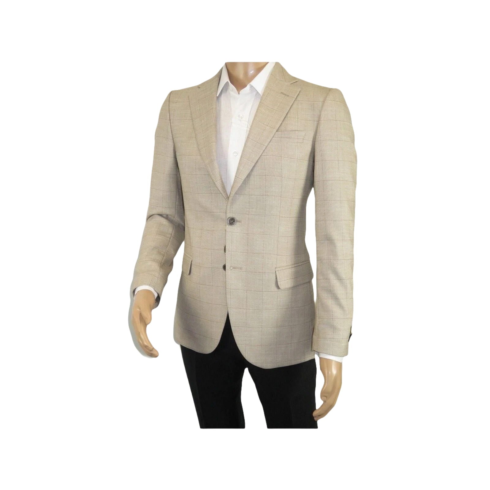 Men Sport Coat by Berlusconi Turkey Soft European Plaid #AT77 04 Tan Brown Linen - J.Valintin Men's Wear Legend - 98927