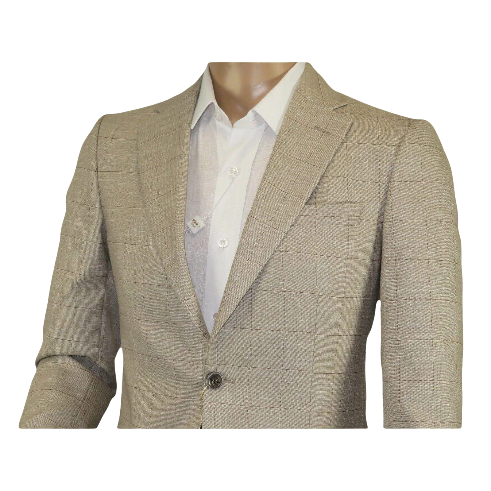 Men Sport Coat by Berlusconi Turkey Soft European Plaid #AT77 04 Tan Brown Linen - J.Valintin Men's Wear Legend - 98927