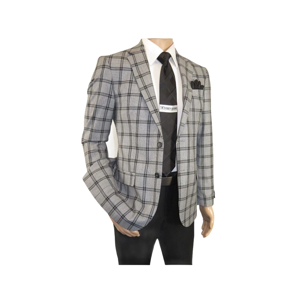 Men Sport Coat by Berlusconi Turkey Soft European Plaid #MK80 06 Black Gray - J.Valintin Men's Wear Legend - 98970