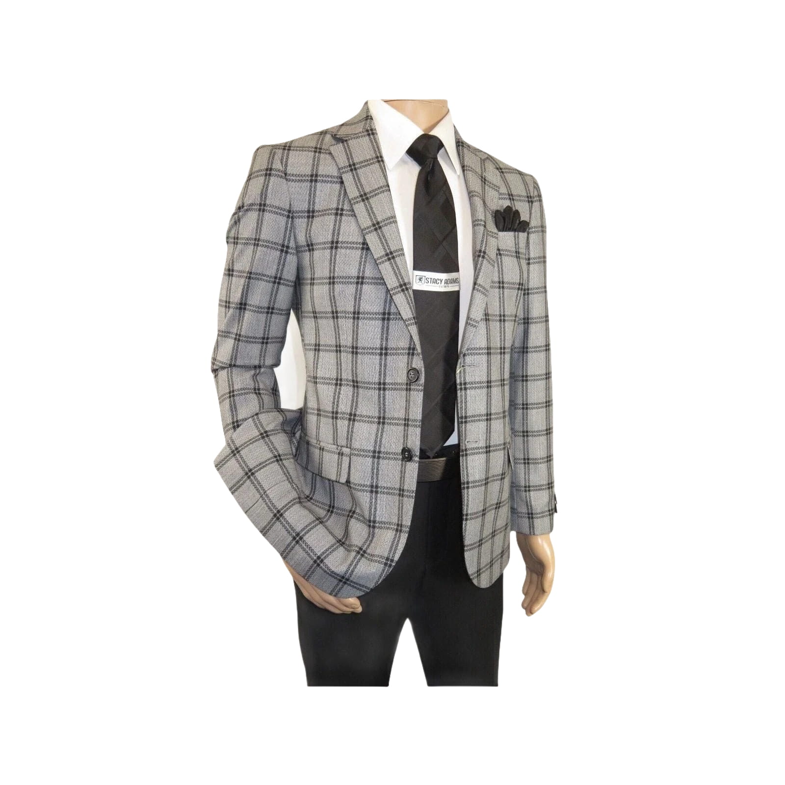 Men Sport Coat by Berlusconi Turkey Soft European Plaid #MK80 06 Black Gray - J.Valintin Men's Wear Legend - 98970