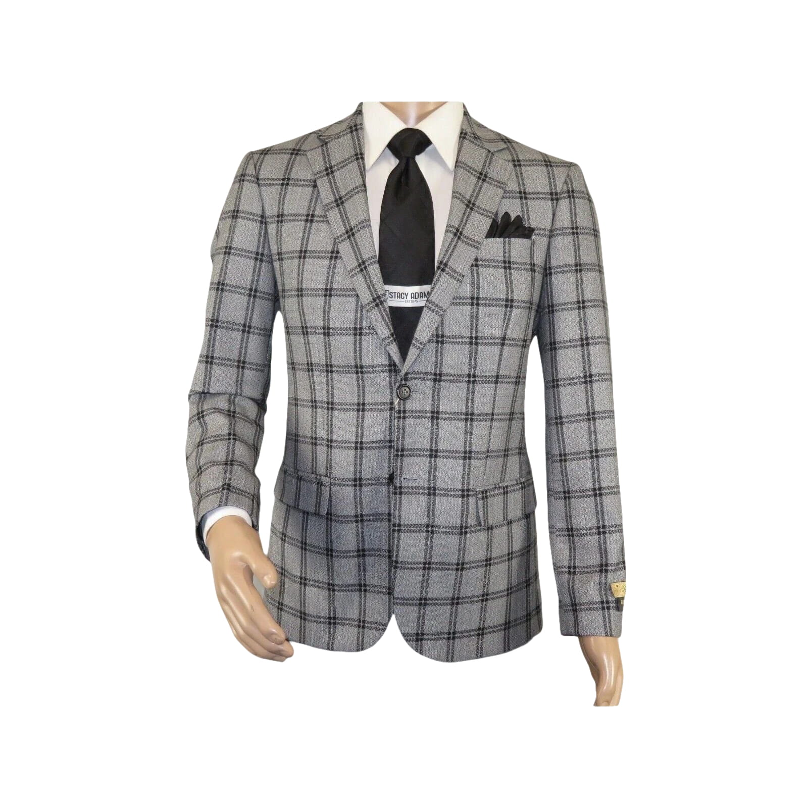 Men Sport Coat by Berlusconi Turkey Soft European Plaid #MK80 06 Black Gray - J.Valintin Men's Wear Legend - 98970