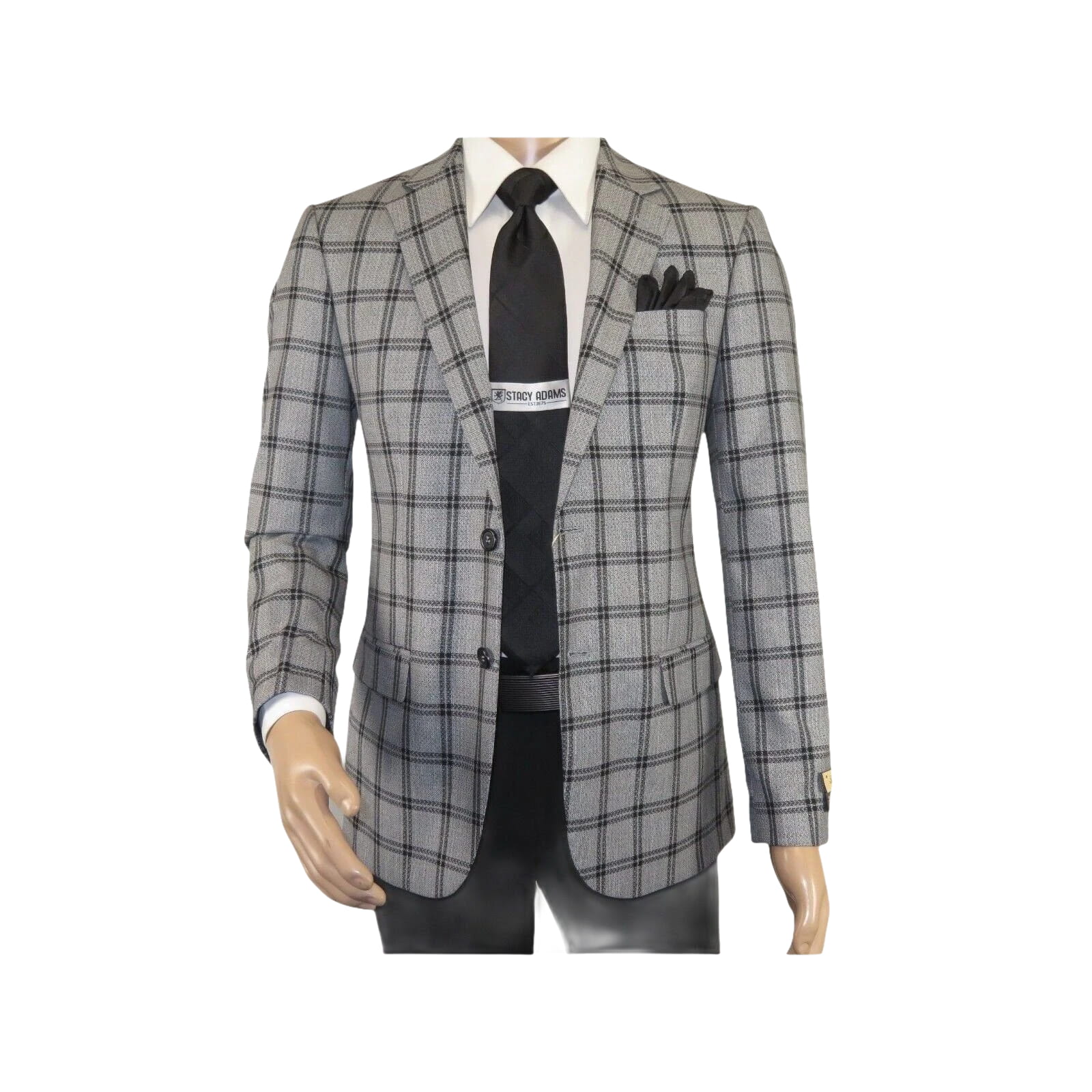 Men Sport Coat by Berlusconi Turkey Soft European Plaid #MK80 06 Black Gray - J.Valintin Men's Wear Legend - 98970