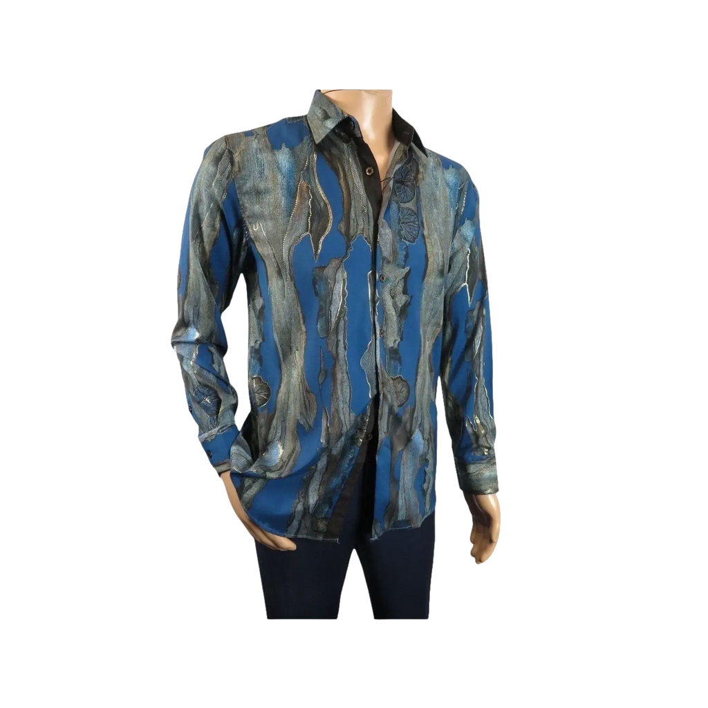 Men Sports Shirt by DE - NIKO Long Sleeves Fashion Print Modal Nk20188 Teal Blue - J.Valintin Men's Wear Legend - 99401