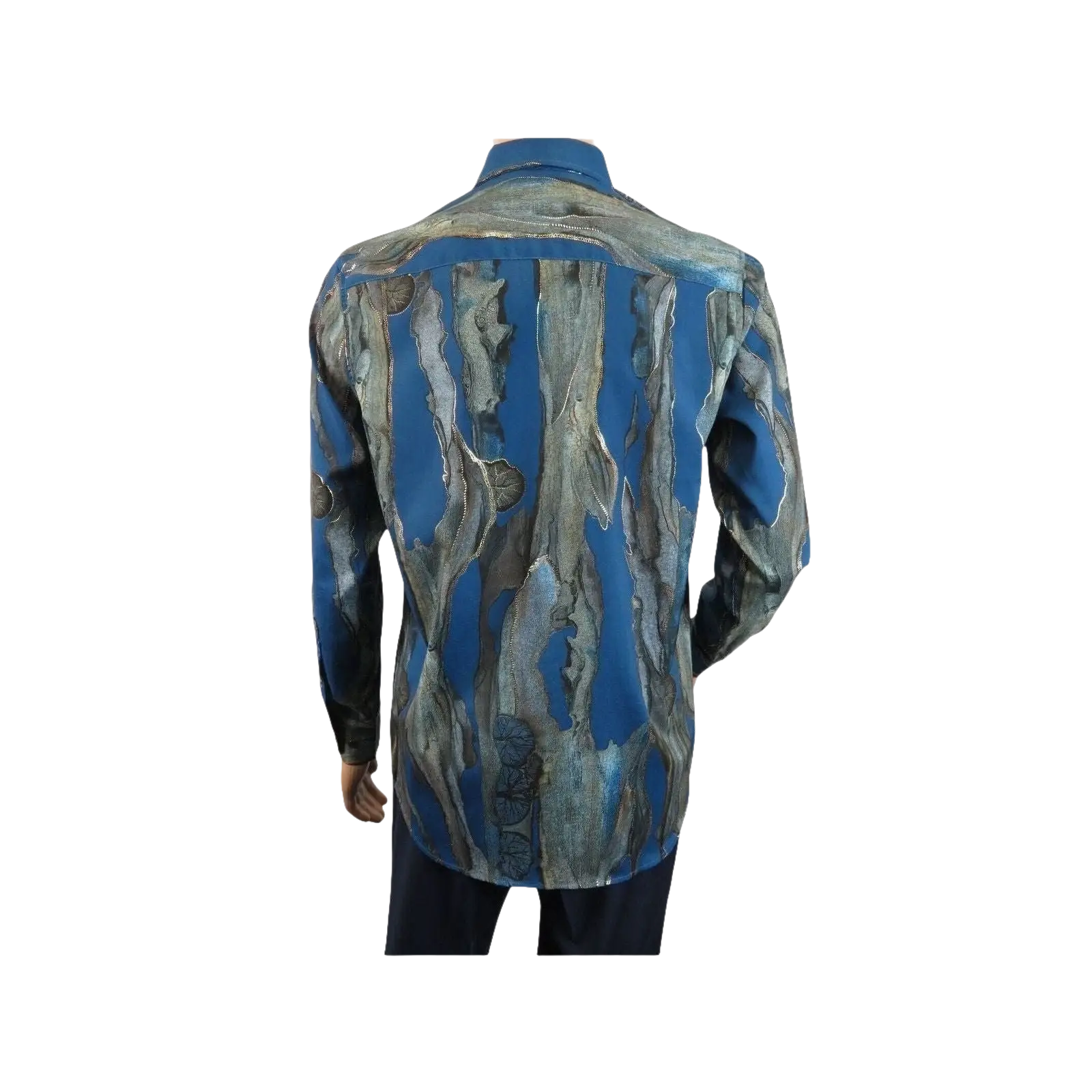 Men Sports Shirt by DE - NIKO Long Sleeves Fashion Print Modal Nk20188 Teal Blue - J.Valintin Men's Wear Legend - 99401