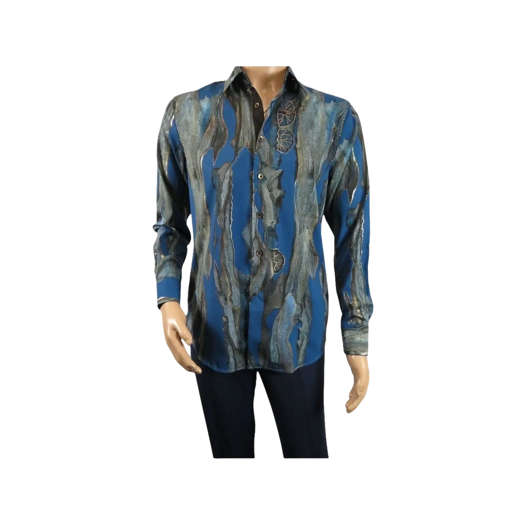 Men Sports Shirt by DE - NIKO Long Sleeves Fashion Print Modal Nk20188 Teal Blue - J.Valintin Men's Wear Legend - 99401