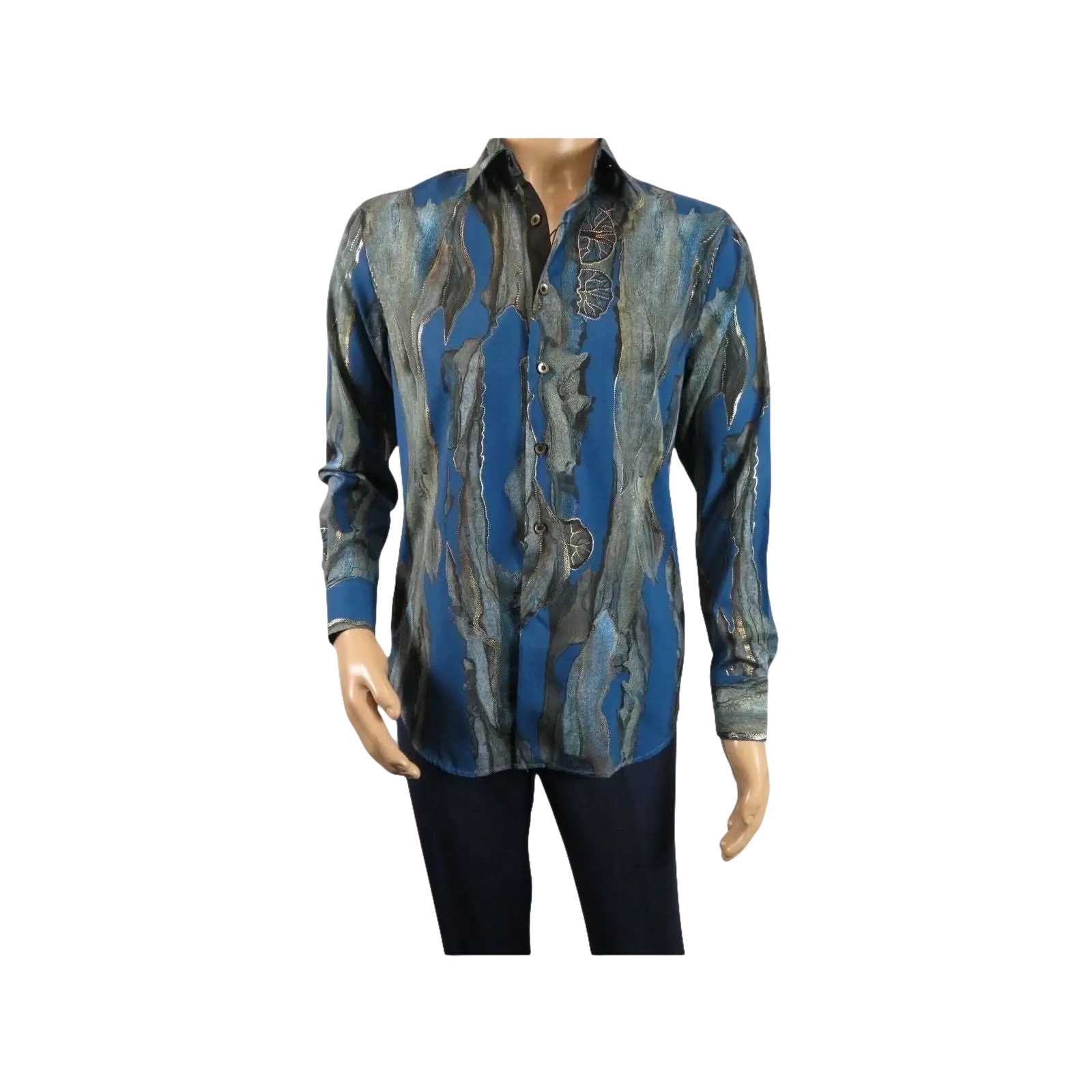 Men Sports Shirt by DE - NIKO Long Sleeves Fashion Print Modal Nk20188 Teal Blue - J.Valintin Men's Wear Legend - 99401