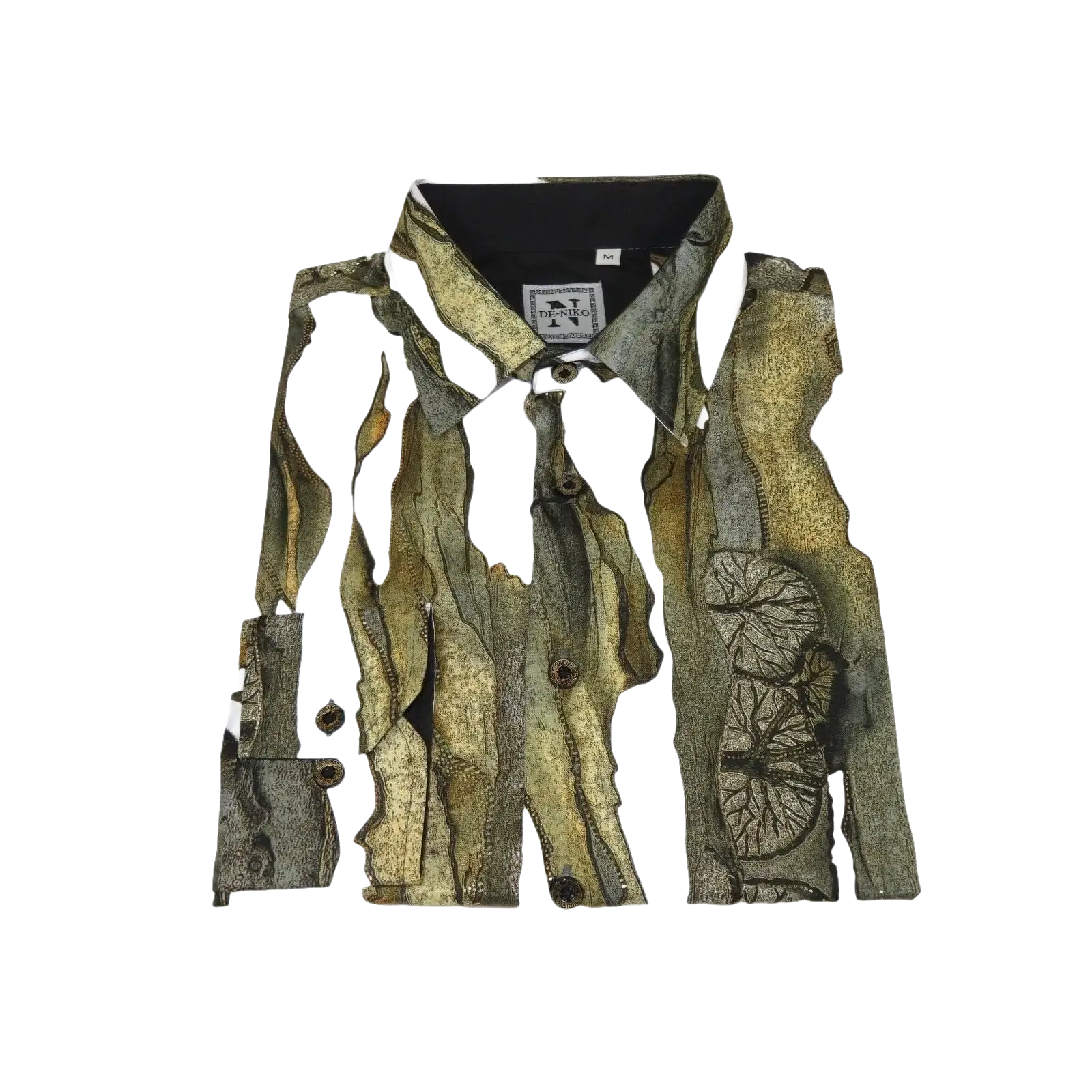 Men Sports Shirt by DE - NIKO Long Sleeves Fashion Print Modal Nk20188 White Olive - J.Valintin Men's Wear Legend - 99395