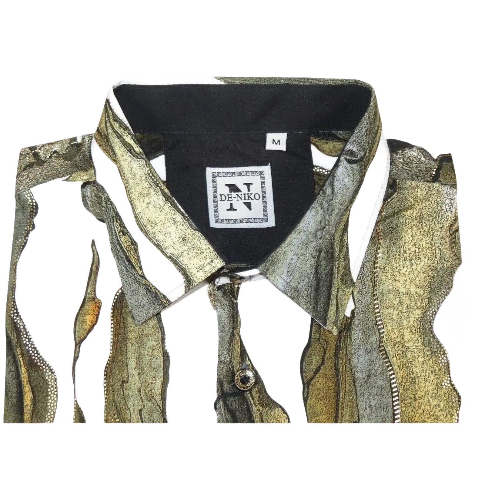 Men Sports Shirt by DE - NIKO Long Sleeves Fashion Print Modal Nk20188 White Olive - J.Valintin Men's Wear Legend - 99395