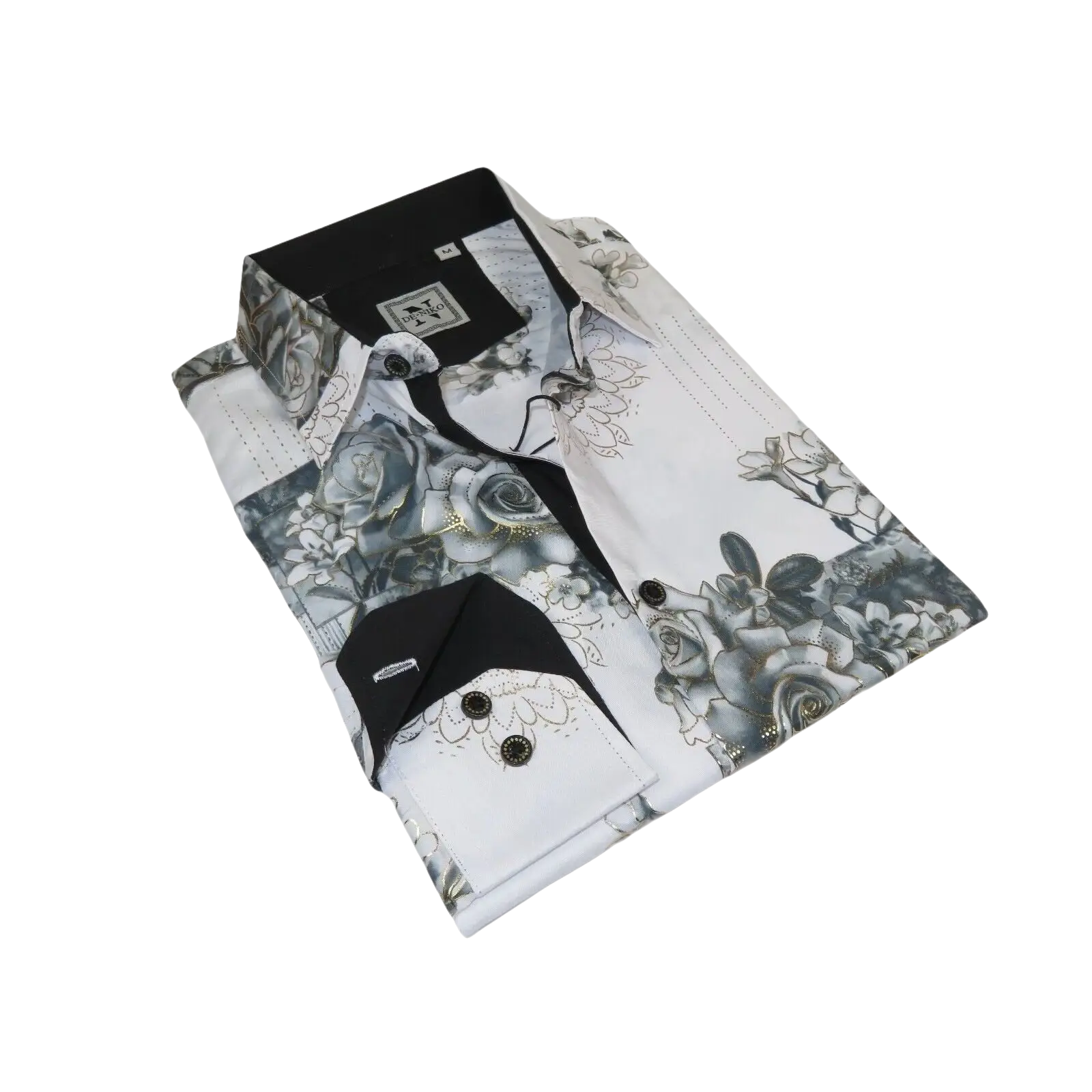 Men Sports Shirt by DE - NIKO Long Sleeves Fashion Print Soft Modal 2007020 White - J.Valintin Men's Wear Legend - 99413