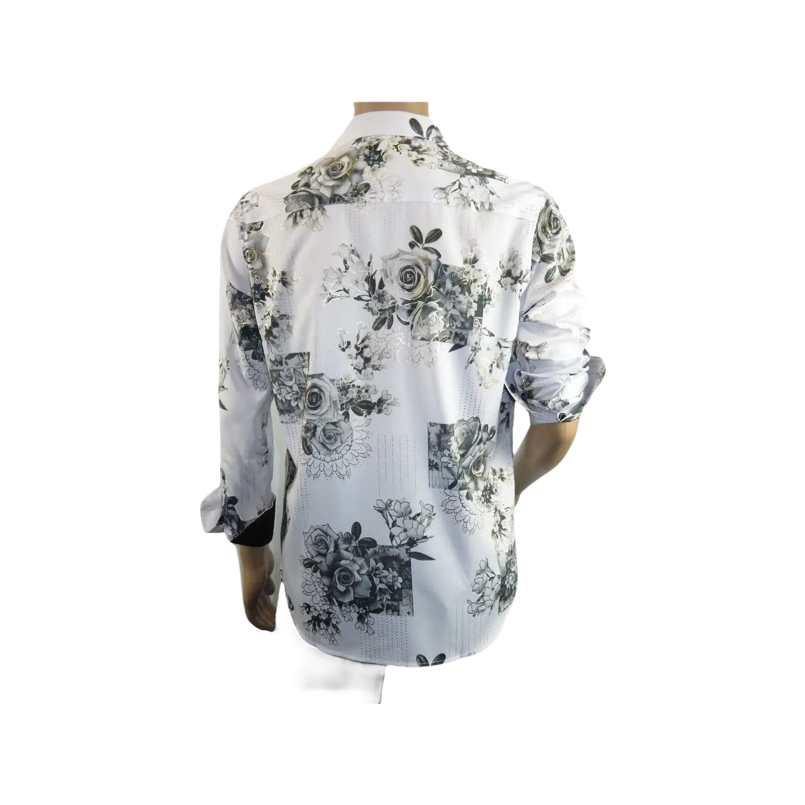 Men Sports Shirt by DE - NIKO Long Sleeves Fashion Print Soft Modal 2007020 White - J.Valintin Men's Wear Legend - 99413
