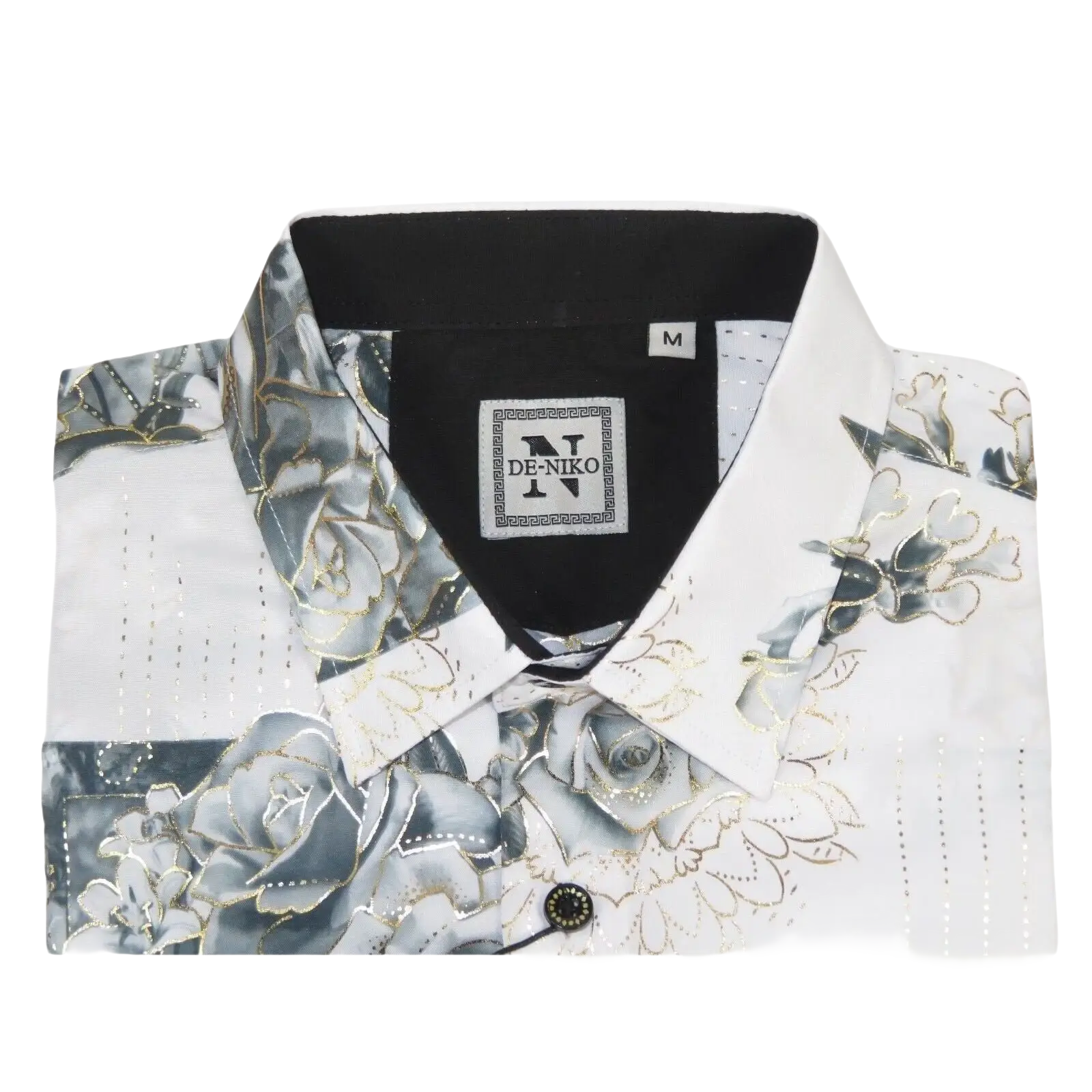 Men Sports Shirt by DE - NIKO Long Sleeves Fashion Print Soft Modal 2007020 White - J.Valintin Men's Wear Legend - 99413
