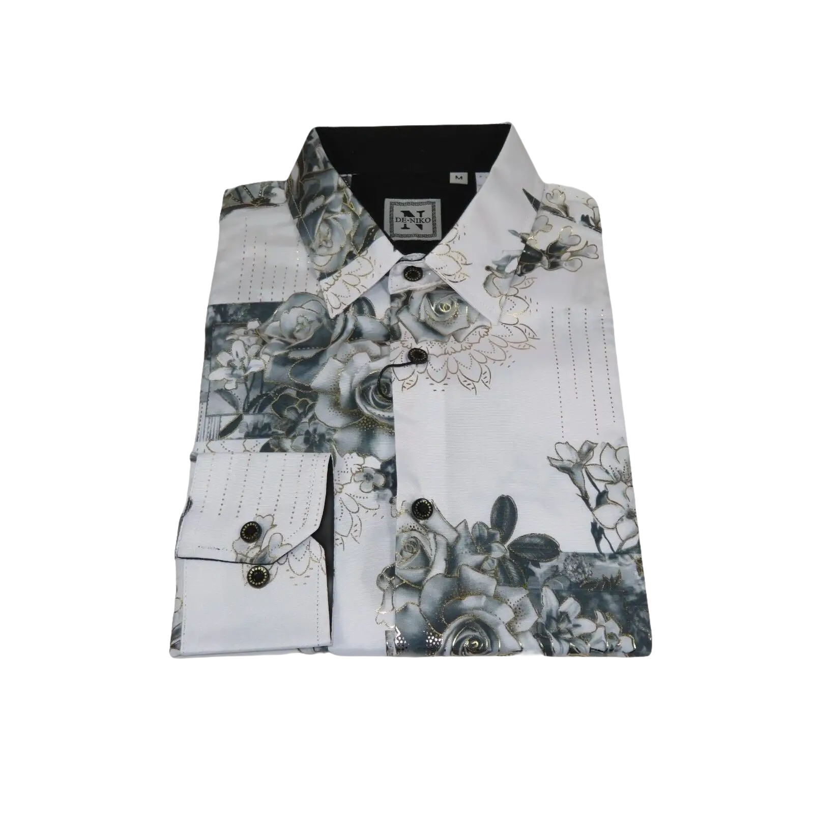 Men Sports Shirt by DE - NIKO Long Sleeves Fashion Print Soft Modal 2007020 White - J.Valintin Men's Wear Legend - 99413