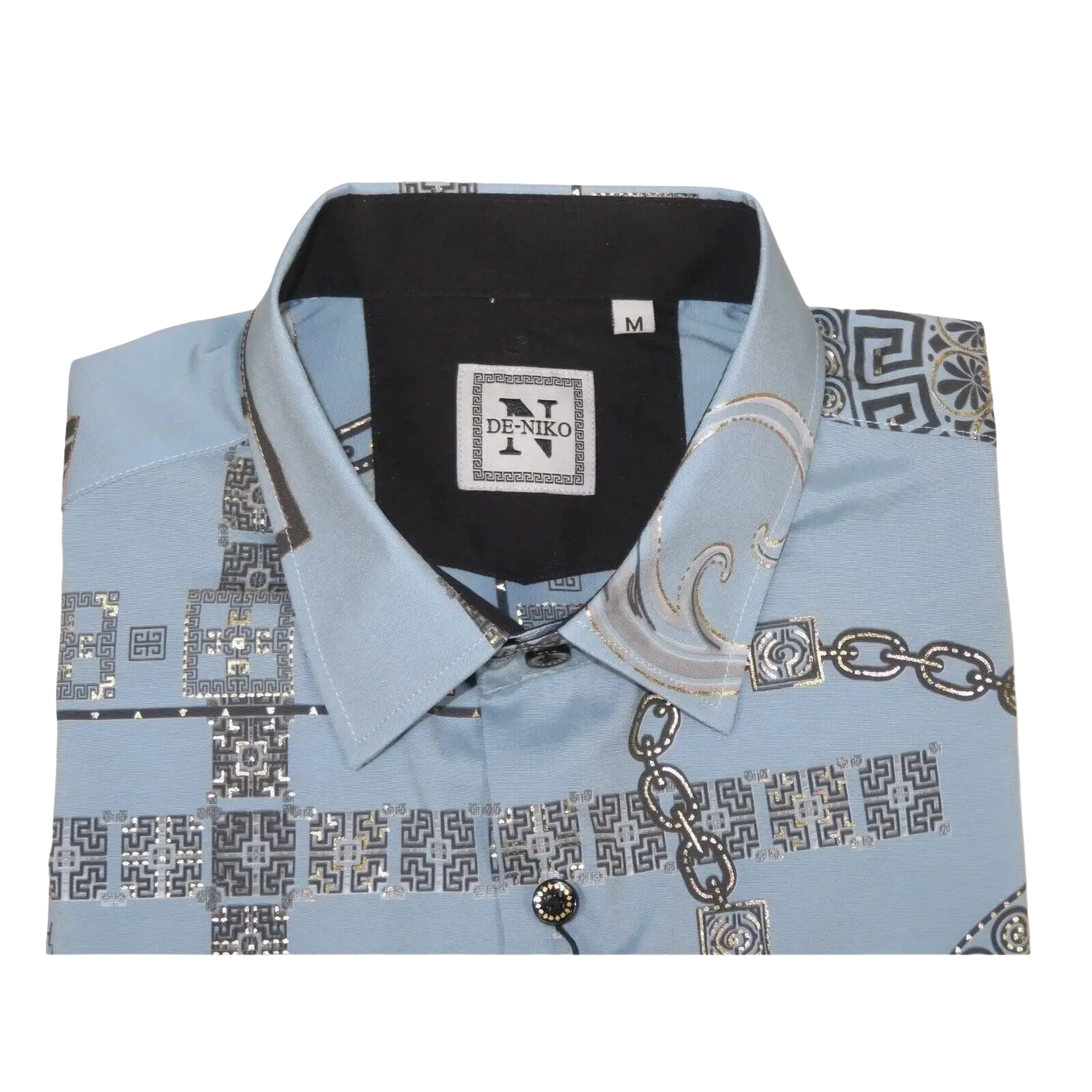 Men Sports Shirt by DE - NIKO Long Sleeves Fashion Print Soft Modal 2F008 Gray - J.Valintin Men's Wear Legend - 99371