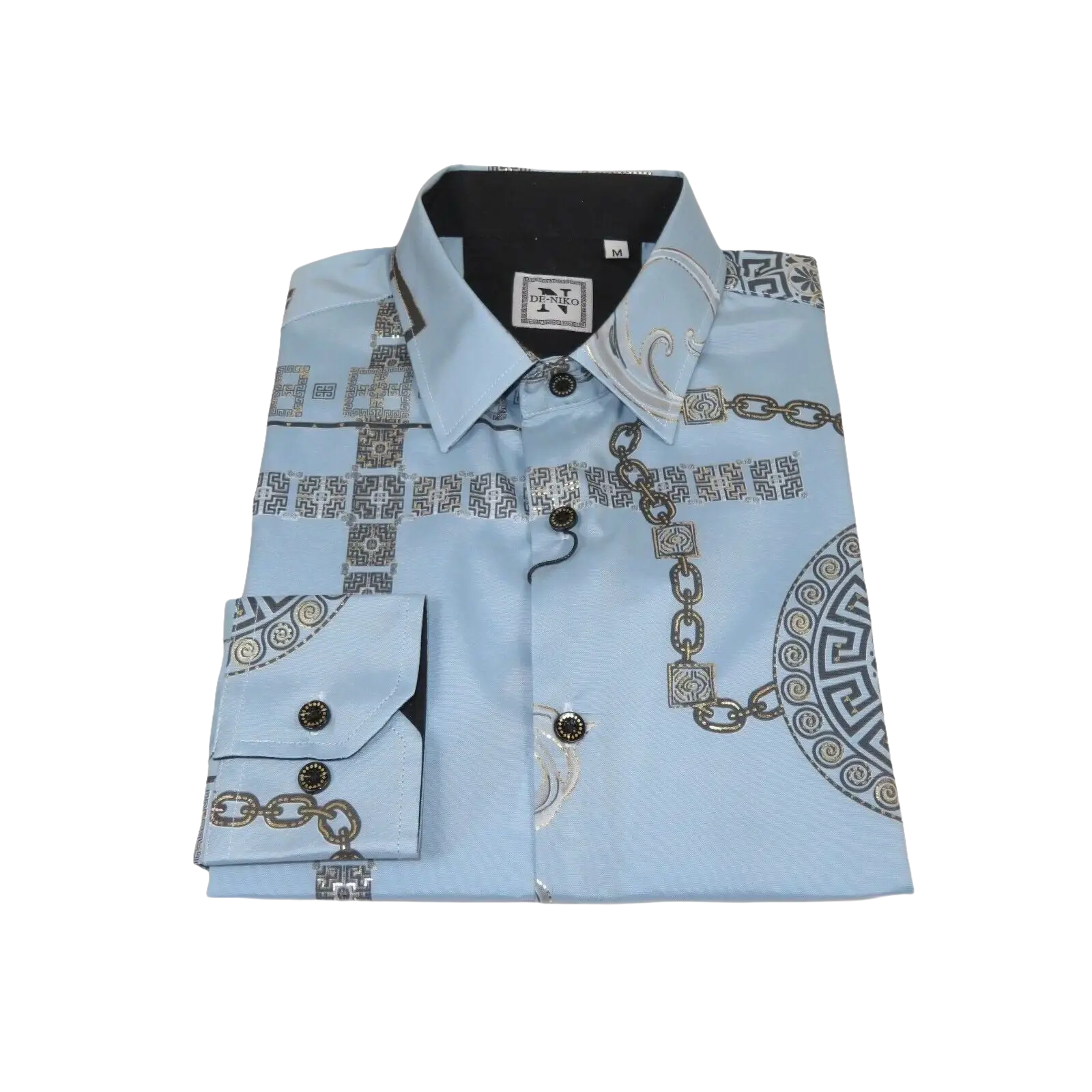 Men Sports Shirt by DE - NIKO Long Sleeves Fashion Print Soft Modal 2F008 Gray - J.Valintin Men's Wear Legend - 99371