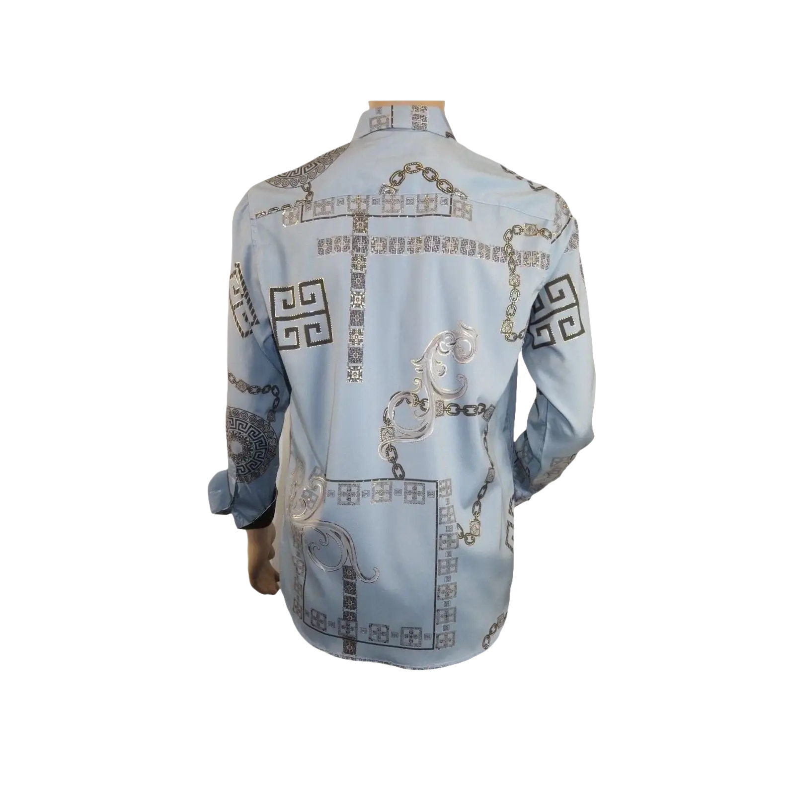 Men Sports Shirt by DE - NIKO Long Sleeves Fashion Print Soft Modal 2F008 Gray - J.Valintin Men's Wear Legend - 99371