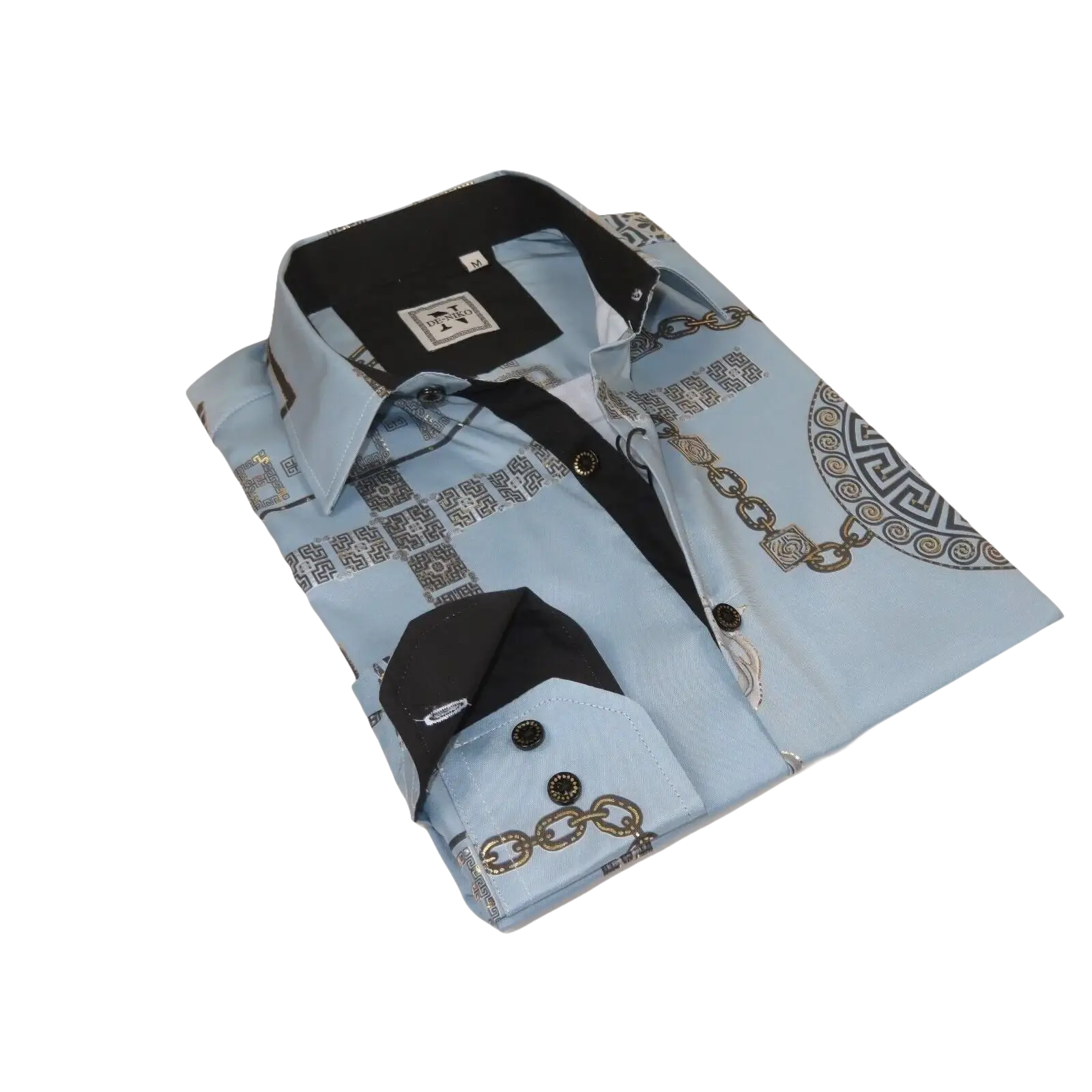 Men Sports Shirt by DE - NIKO Long Sleeves Fashion Print Soft Modal 2F008 Gray - J.Valintin Men's Wear Legend - 99371
