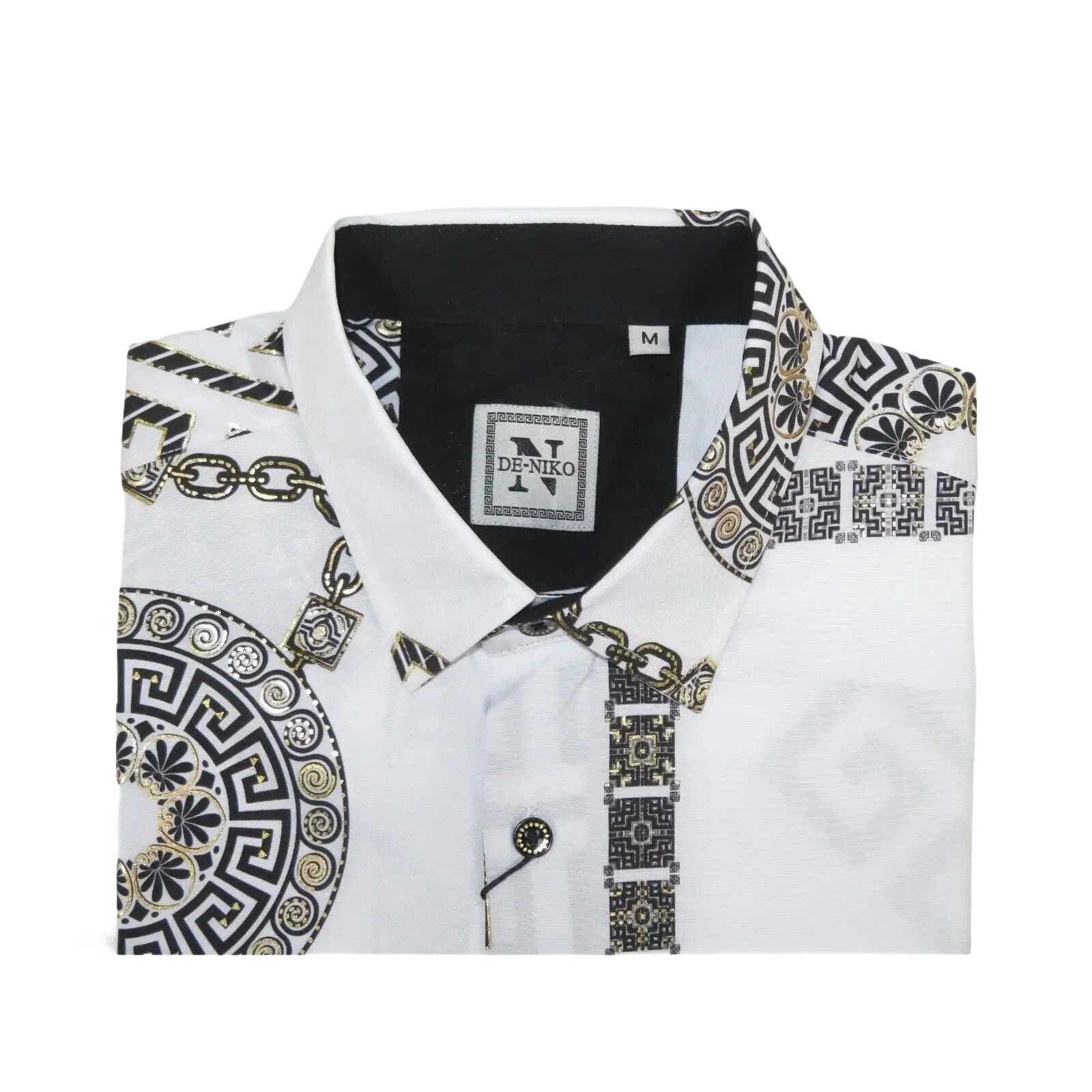 Men Sports Shirt by DE - NIKO Long Sleeves Fashion Print Soft Modal 2F008 White - J.Valintin Men's Wear Legend - 99365