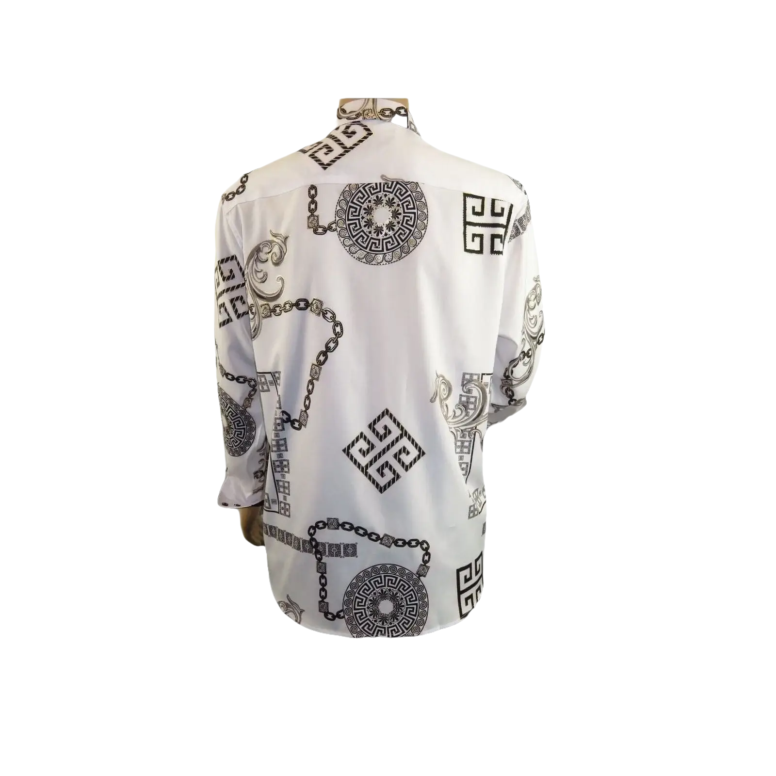 Men Sports Shirt by DE - NIKO Long Sleeves Fashion Print Soft Modal 2F008 White - J.Valintin Men's Wear Legend - 99365