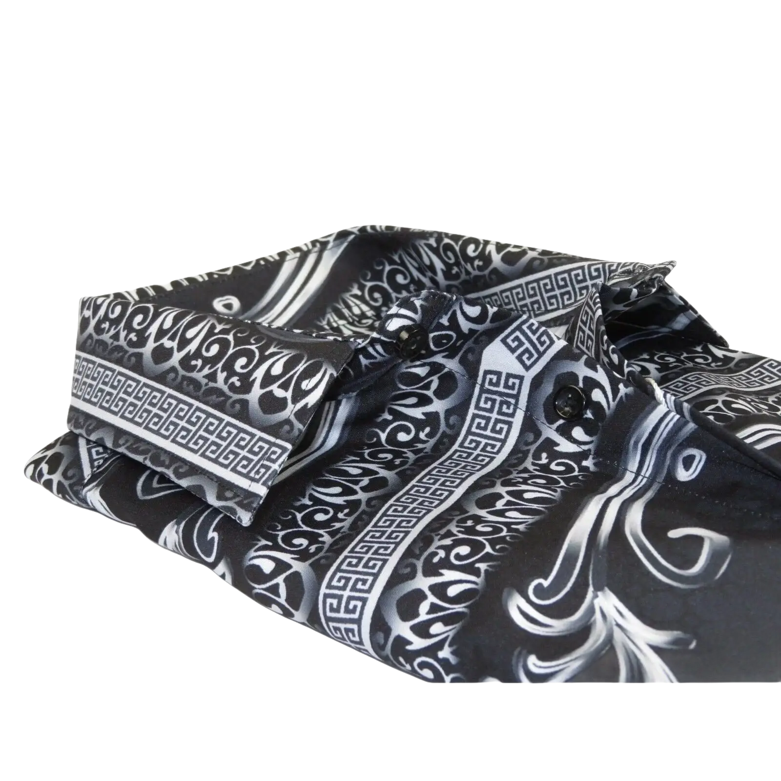 Men Sports Shirt by DE - NIKO Long Sleeves Fashion Print Soft Modal DNK6902 Black - J.Valintin Men's Wear Legend - 100141
