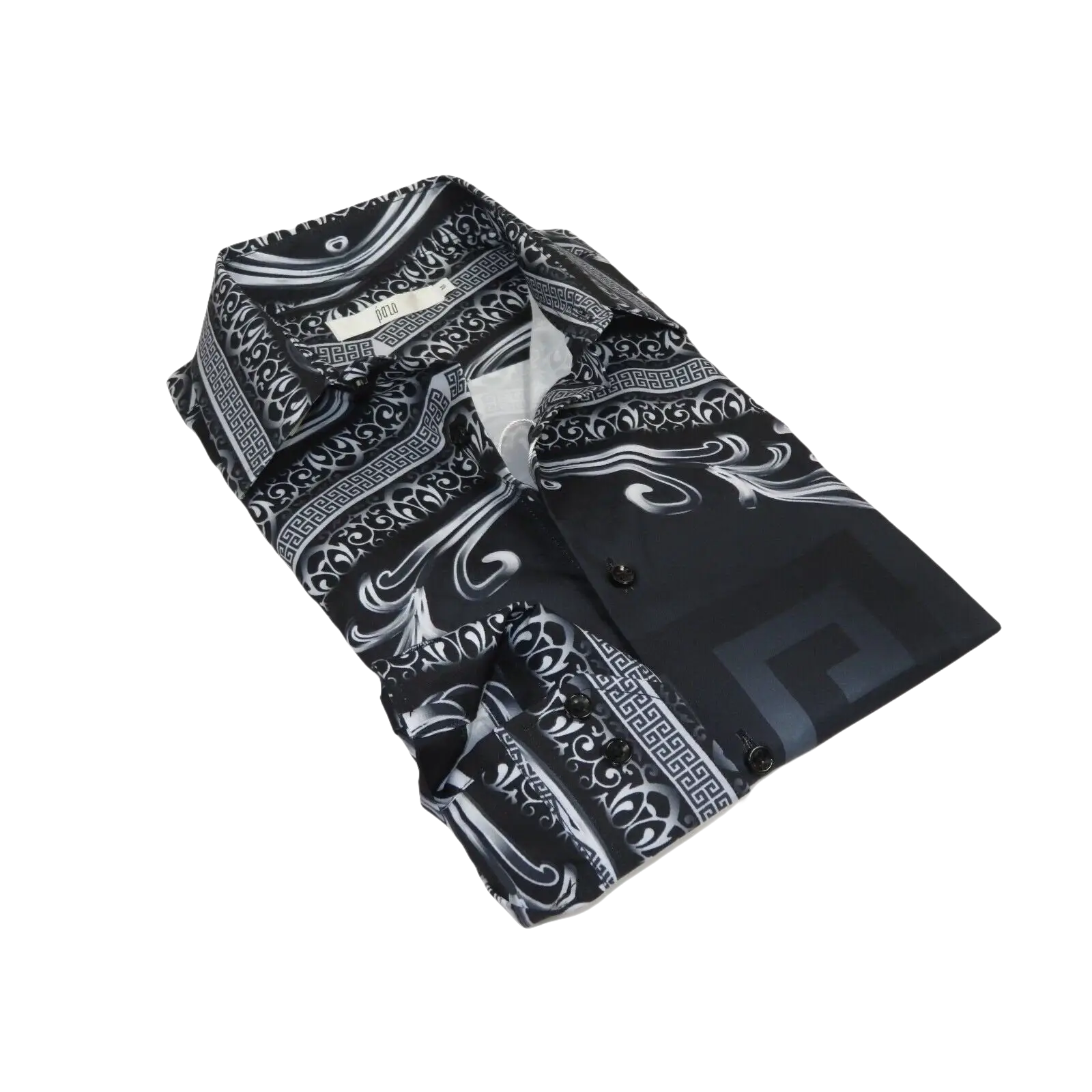 Men Sports Shirt by DE - NIKO Long Sleeves Fashion Print Soft Modal DNK6902 Black - J.Valintin Men's Wear Legend - 100141